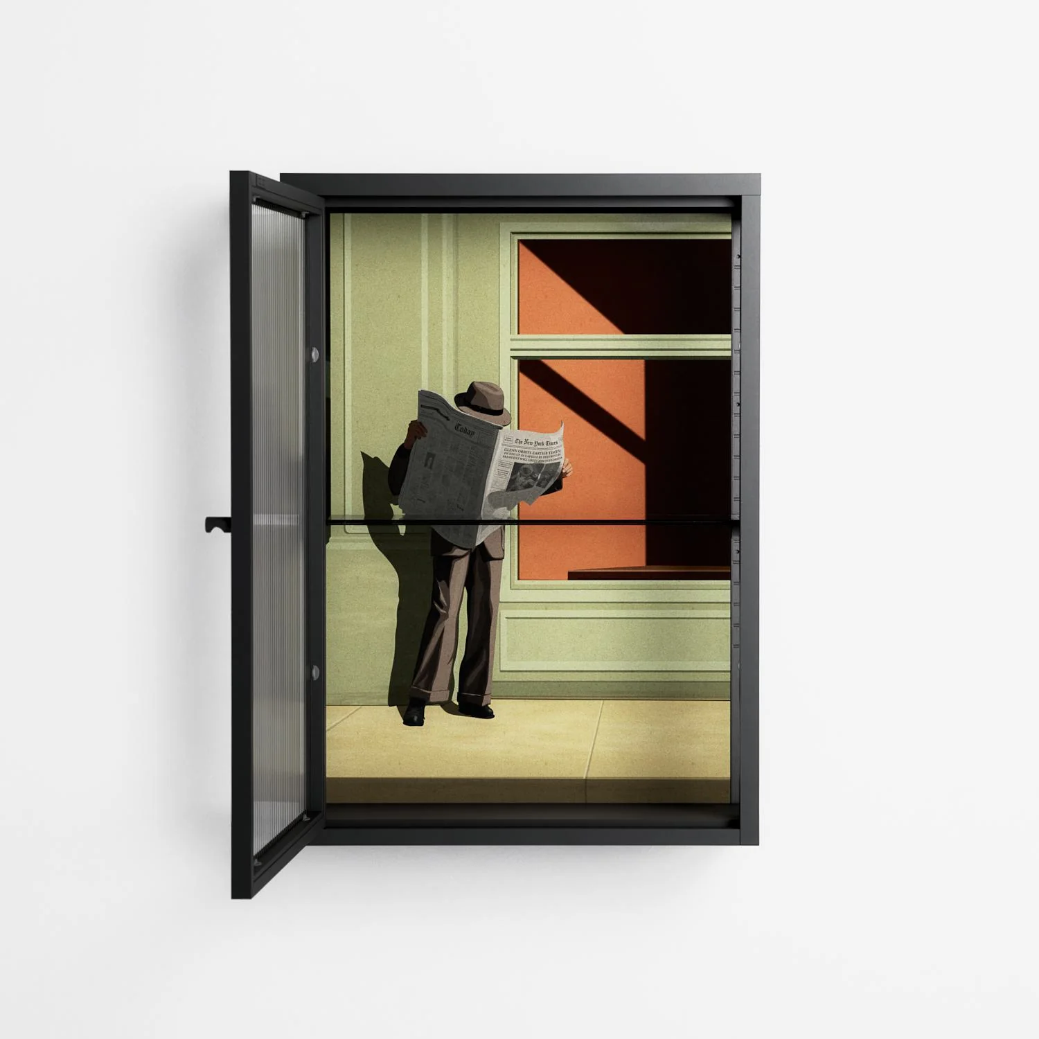 Anonymous Reader - Wall Cabinet - Kristin Eriksson - Antracite - Reeded glass - Image 3