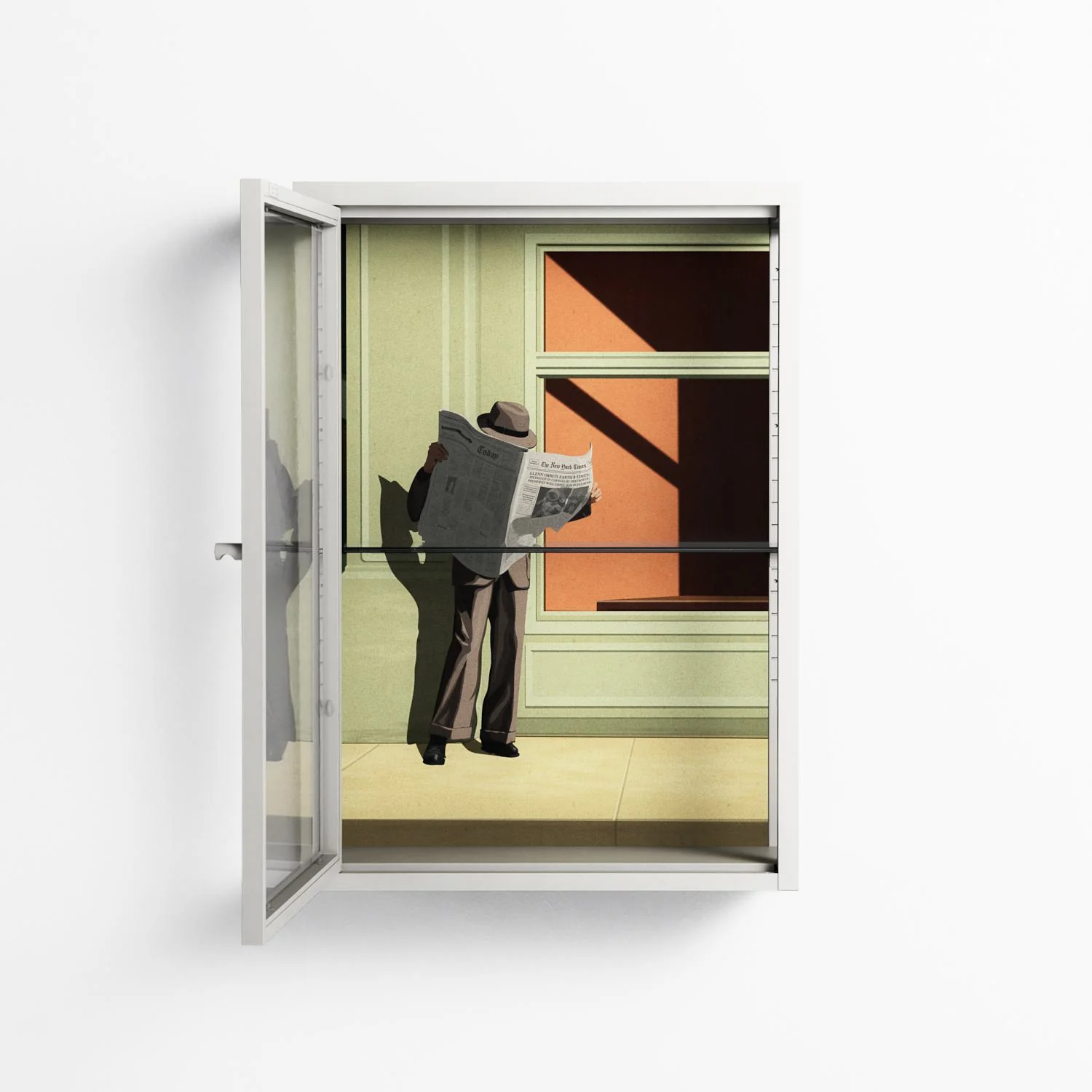 Anonymous Reader - Wall Cabinet - Kristin Eriksson - Chalk - Clear glass - Image 3