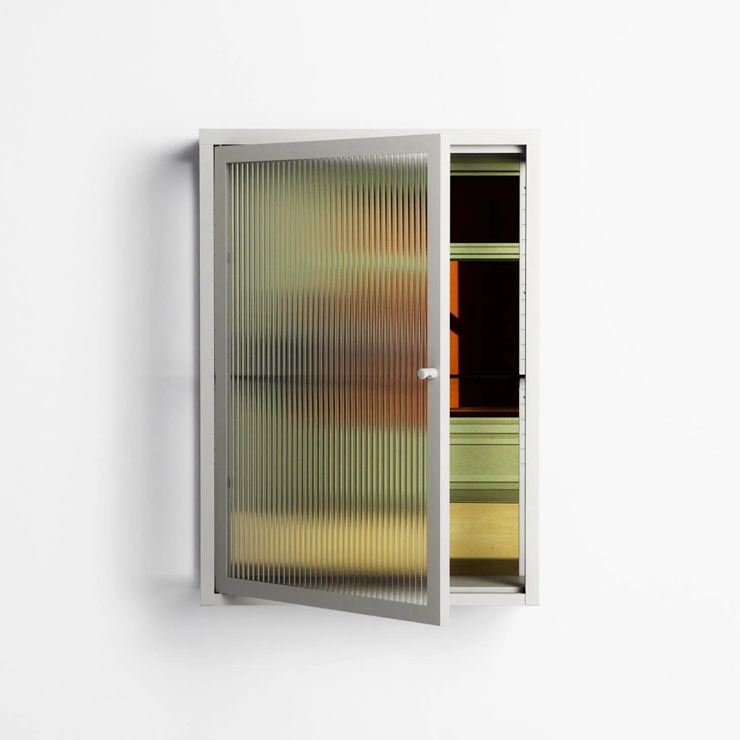 Anonymous Reader - Wall Cabinet - Kristin Eriksson - Chalk - Reeded glass - Image 2