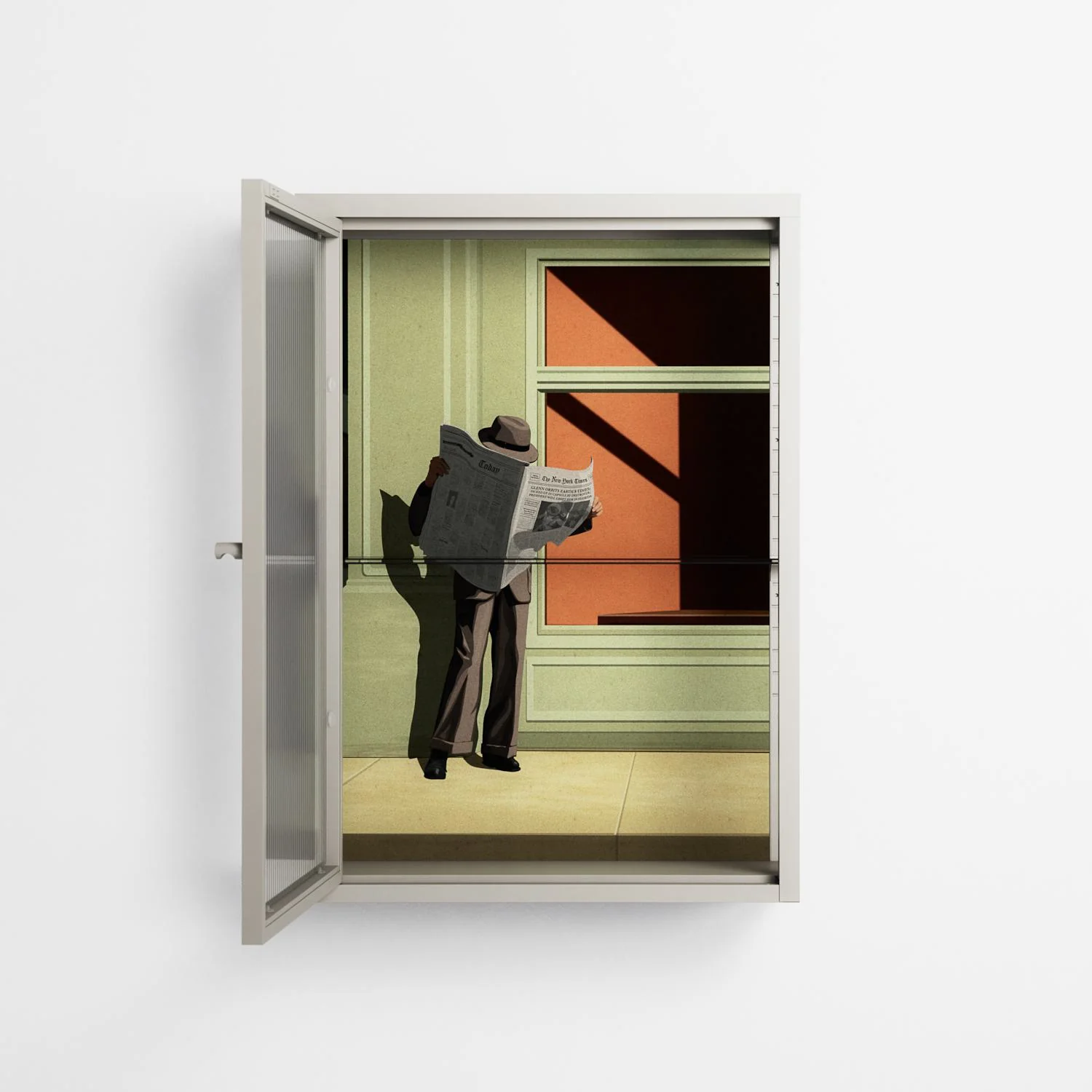 Anonymous Reader - Wall Cabinet - Kristin Eriksson - Pebble - Reeded glass - Image 3