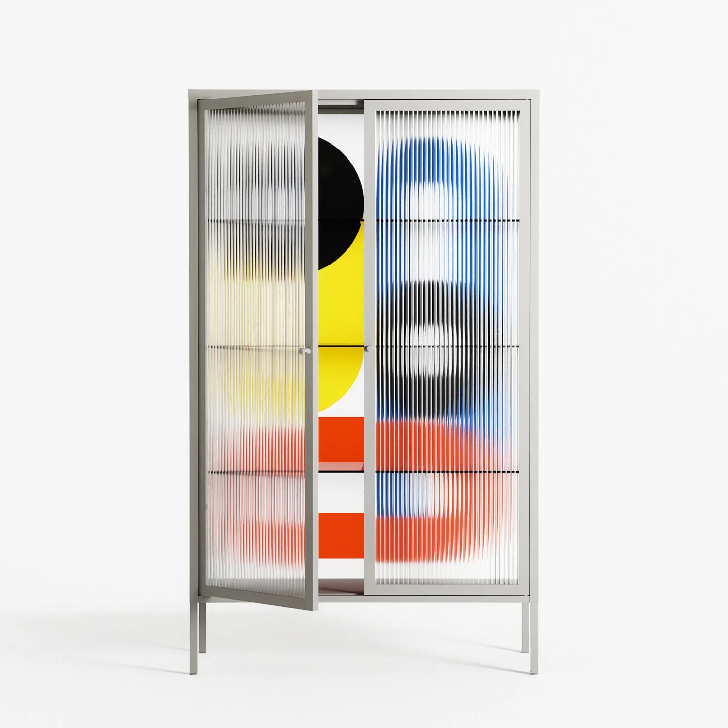 Arial - Cabinet - Vratislav Pecka - Chalk - Reeded glass - Image 2