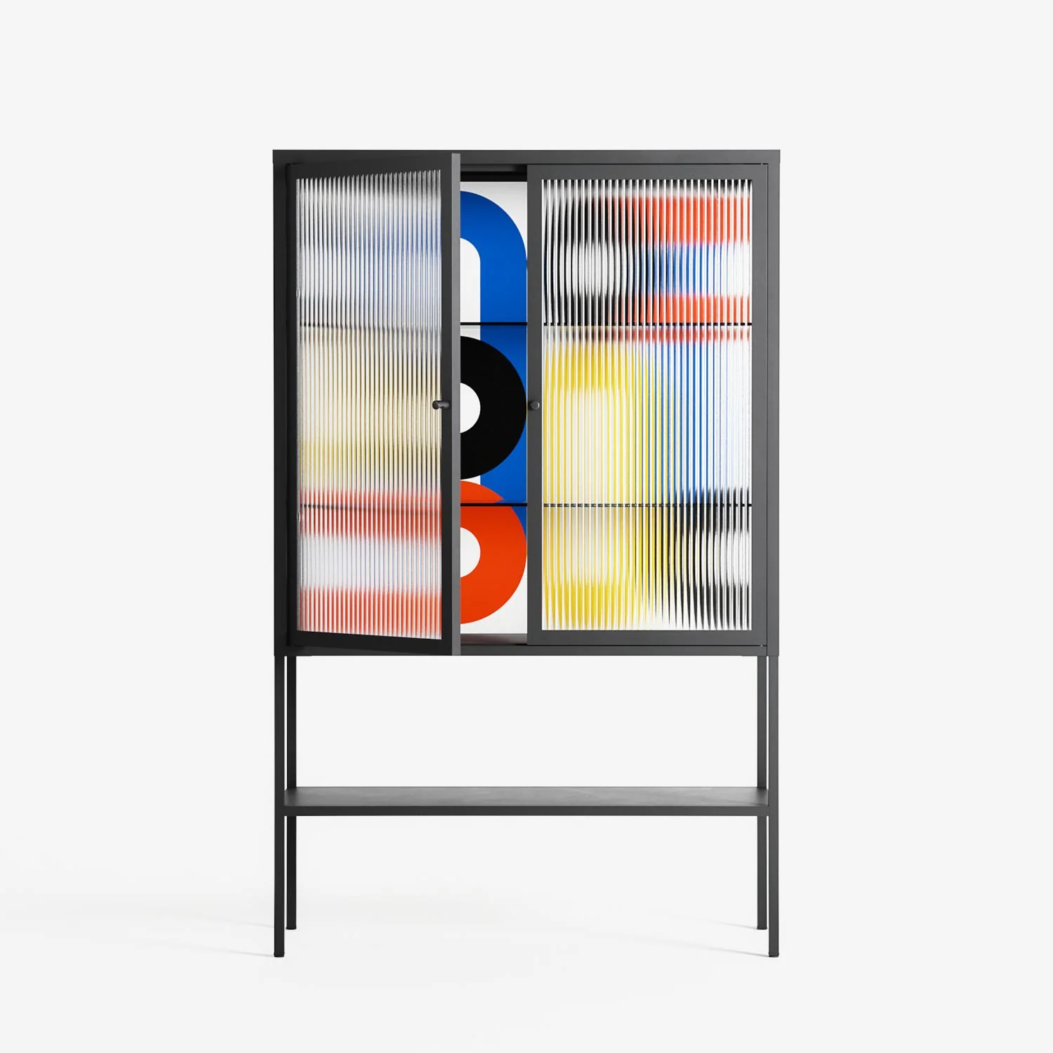 Arial - Loft Cabinet - Vratislav Pecka - Antracite - Reeded glass - Image 2