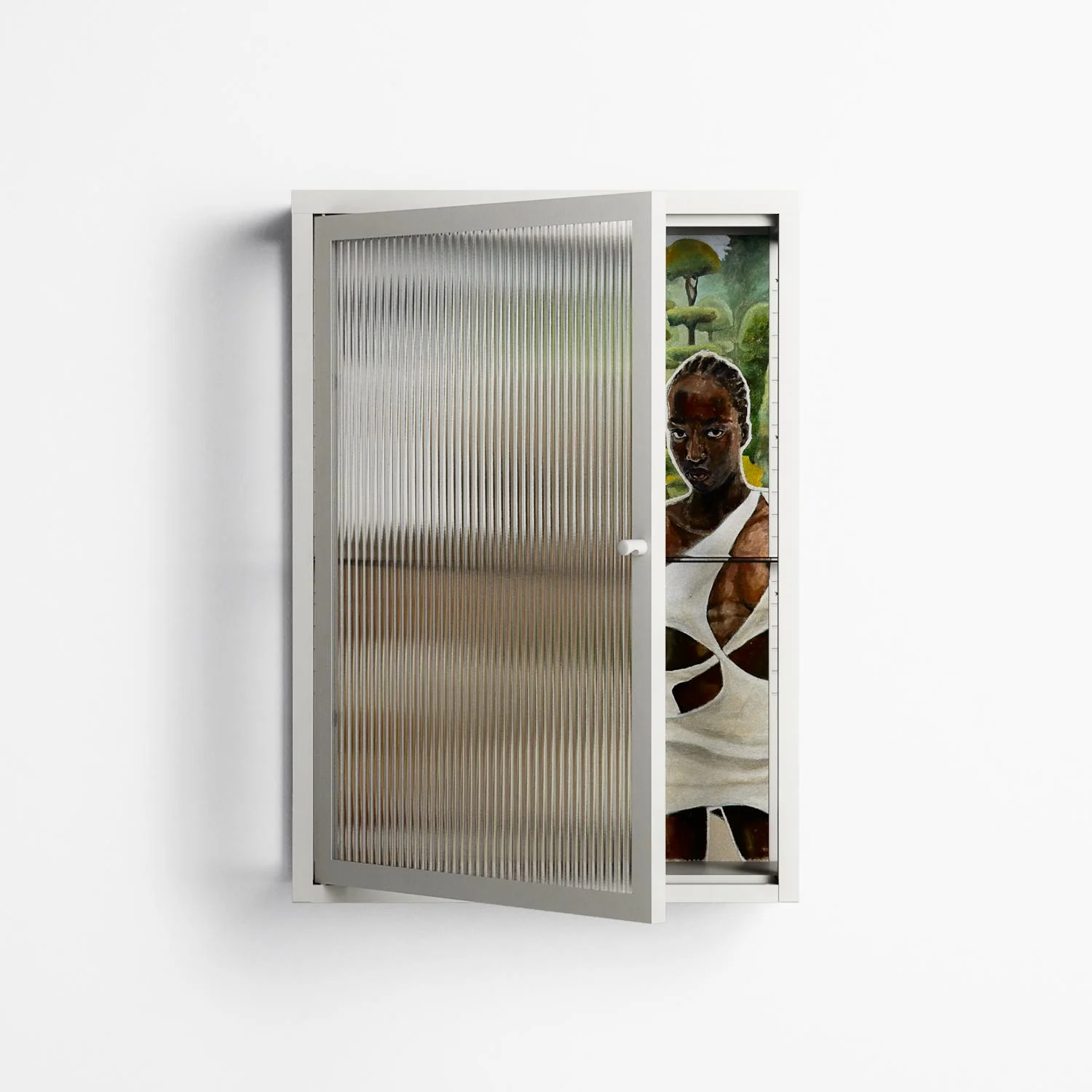 As The Rain Falls - Wall Cabinet - Sophie Goudman-Peachey - Chalk - Reeded glass - Image 2