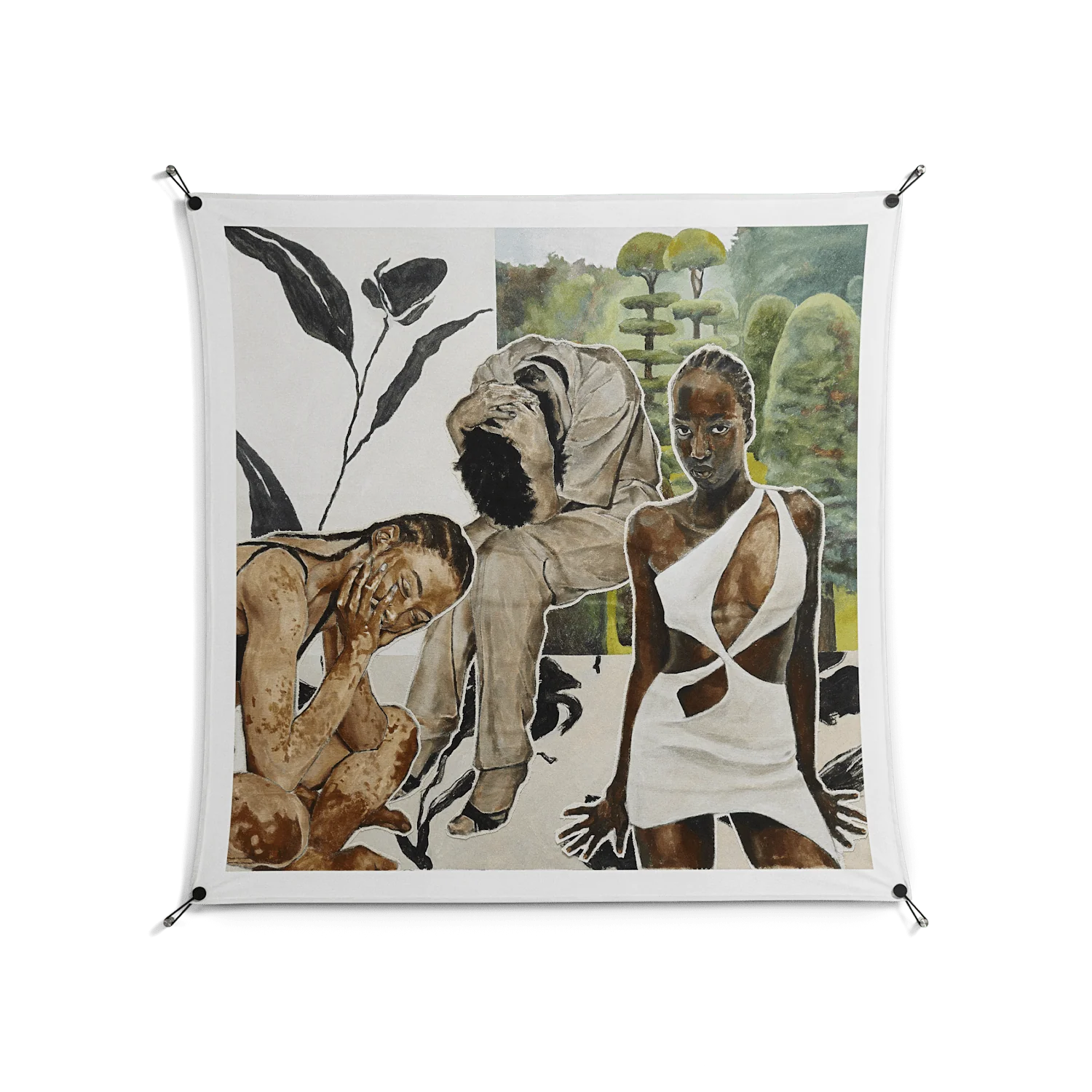 As The Rain Falls - Work On Wall - Sophie Goudman - Black - 140 x 140 cm