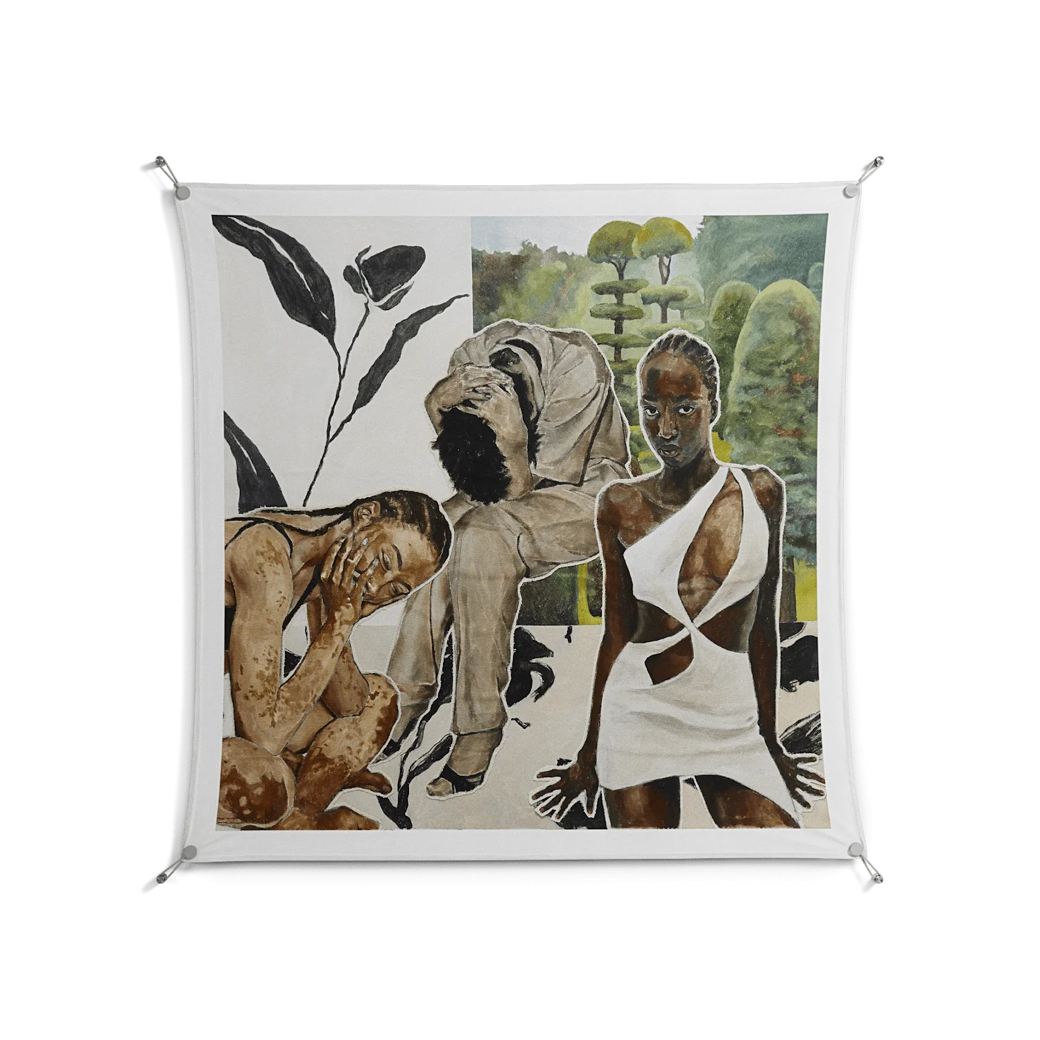 As The Rain Falls - Work On Wall - Sophie Goudman - Silver - 140 x 140 cm