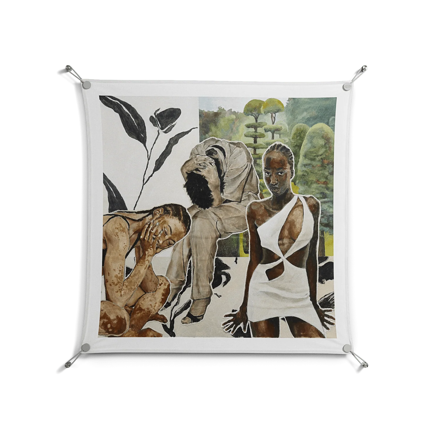 As The Rain Falls - Work On Wall - Sophie Goudman - Silver - 90 x 90 cm
