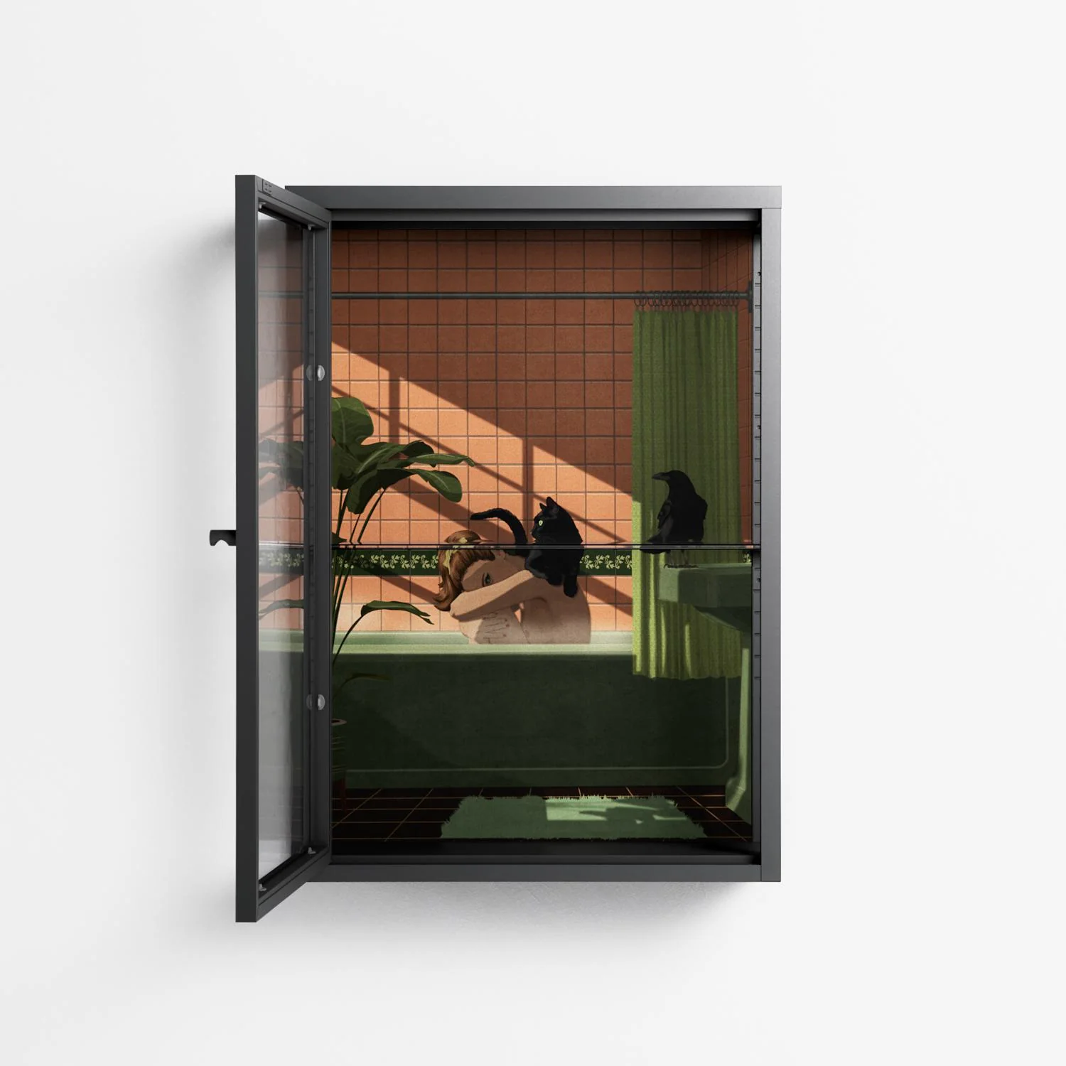 Bad Omen - Wall Cabinet - Kristin Eriksson - Antracite - Clear glass - Image 3