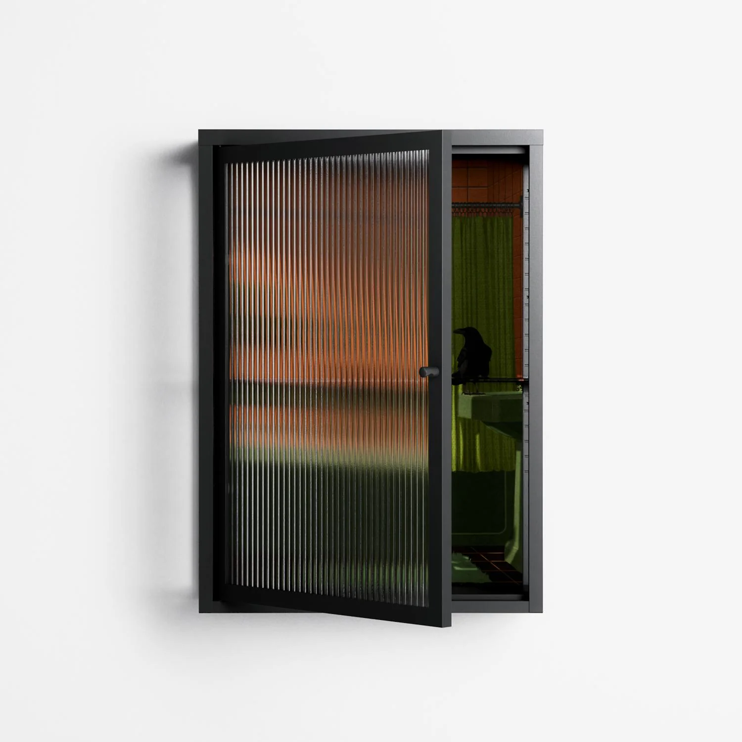 Bad Omen - Wall Cabinet - Kristin Eriksson - Antracite - Reeded glass - Image 2