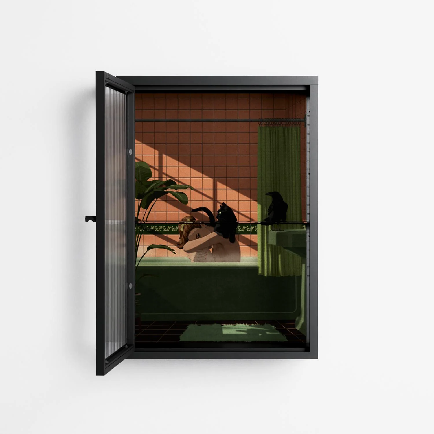 Bad Omen - Wall Cabinet - Kristin Eriksson - Antracite - Reeded glass - Image 3