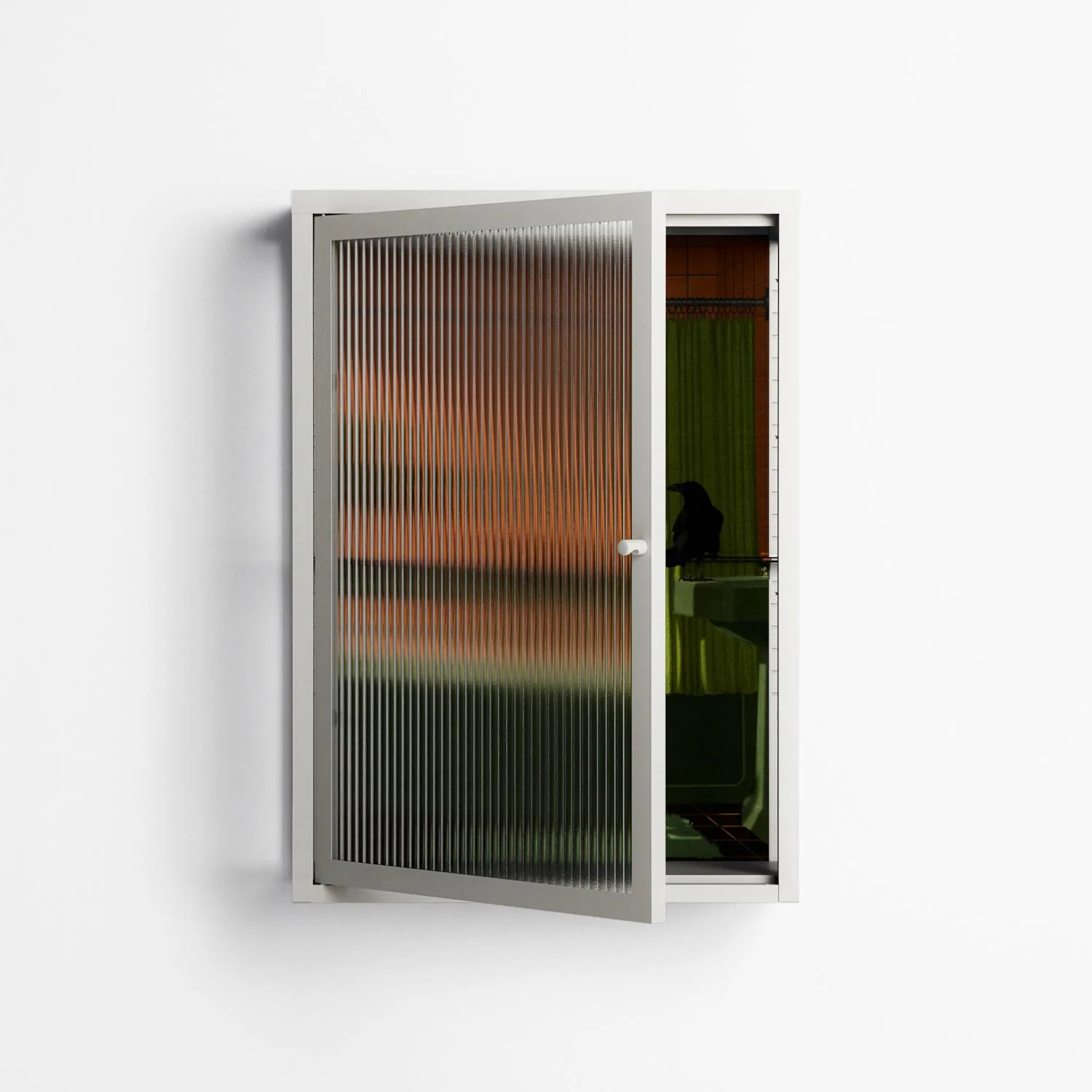 Bad Omen - Wall Cabinet - Kristin Eriksson - Chalk - Reeded glass - Image 2