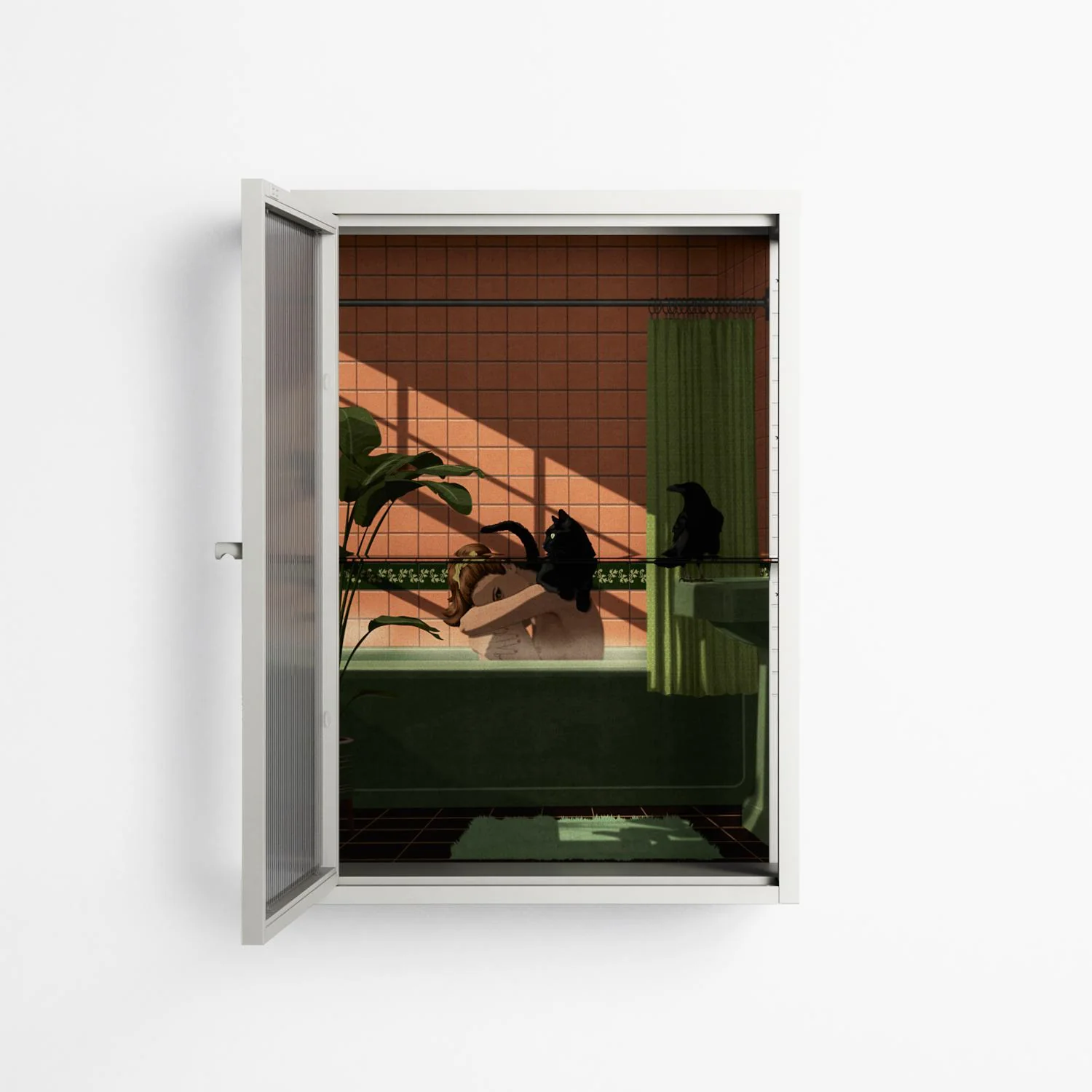 Bad Omen - Wall Cabinet - Kristin Eriksson - Chalk - Reeded glass - Image 3