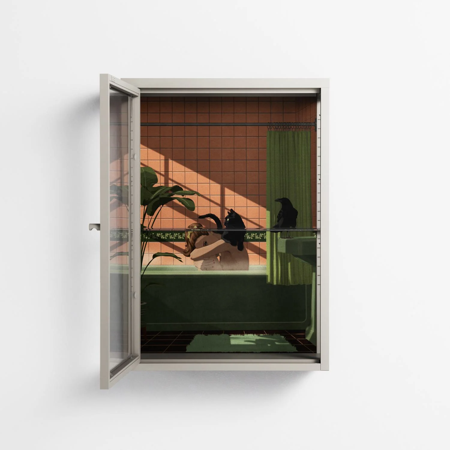 Bad Omen - Wall Cabinet - Kristin Eriksson - Pebble - Clear glass - Image 3