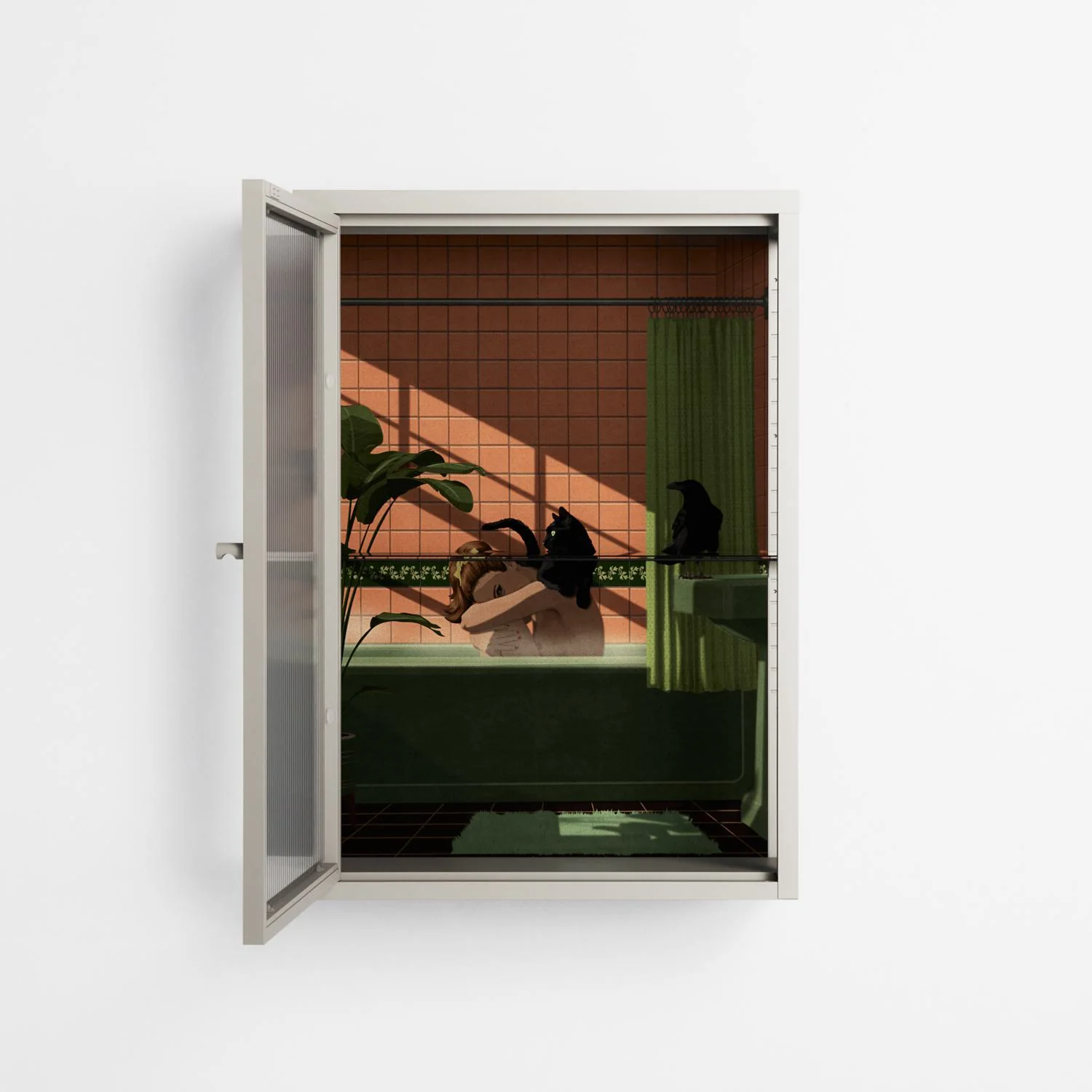 Bad Omen - Wall Cabinet - Kristin Eriksson - Pebble - Reeded glass - Image 3