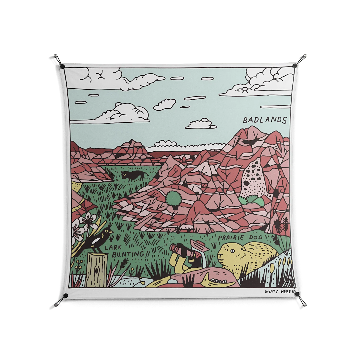 Badlands - Work On Wall - Wyatt Hersey - Black - 140 x 140 cm