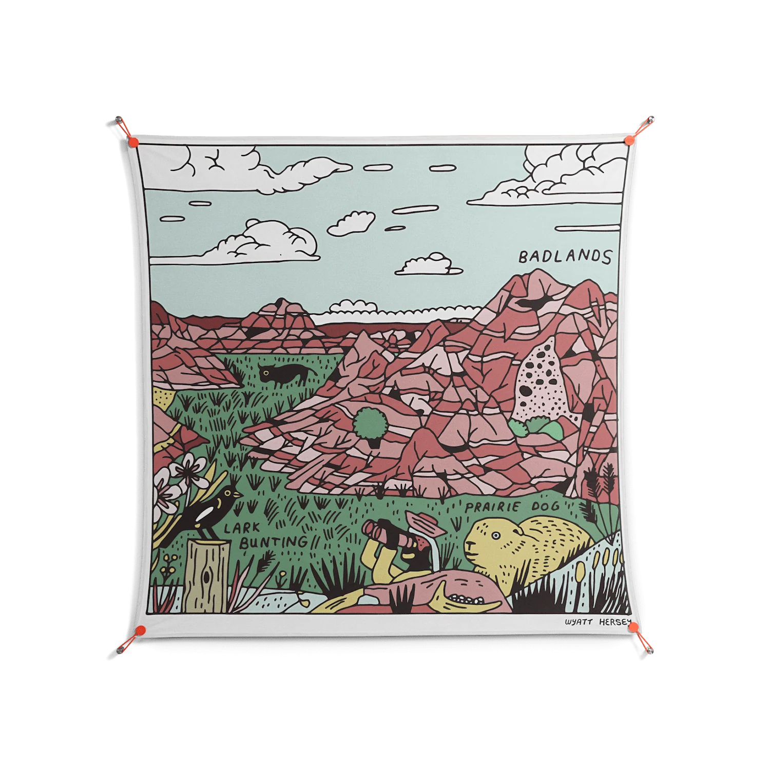 Badlands - Work On Wall - Wyatt Hersey - Orange - 140 x 140 cm