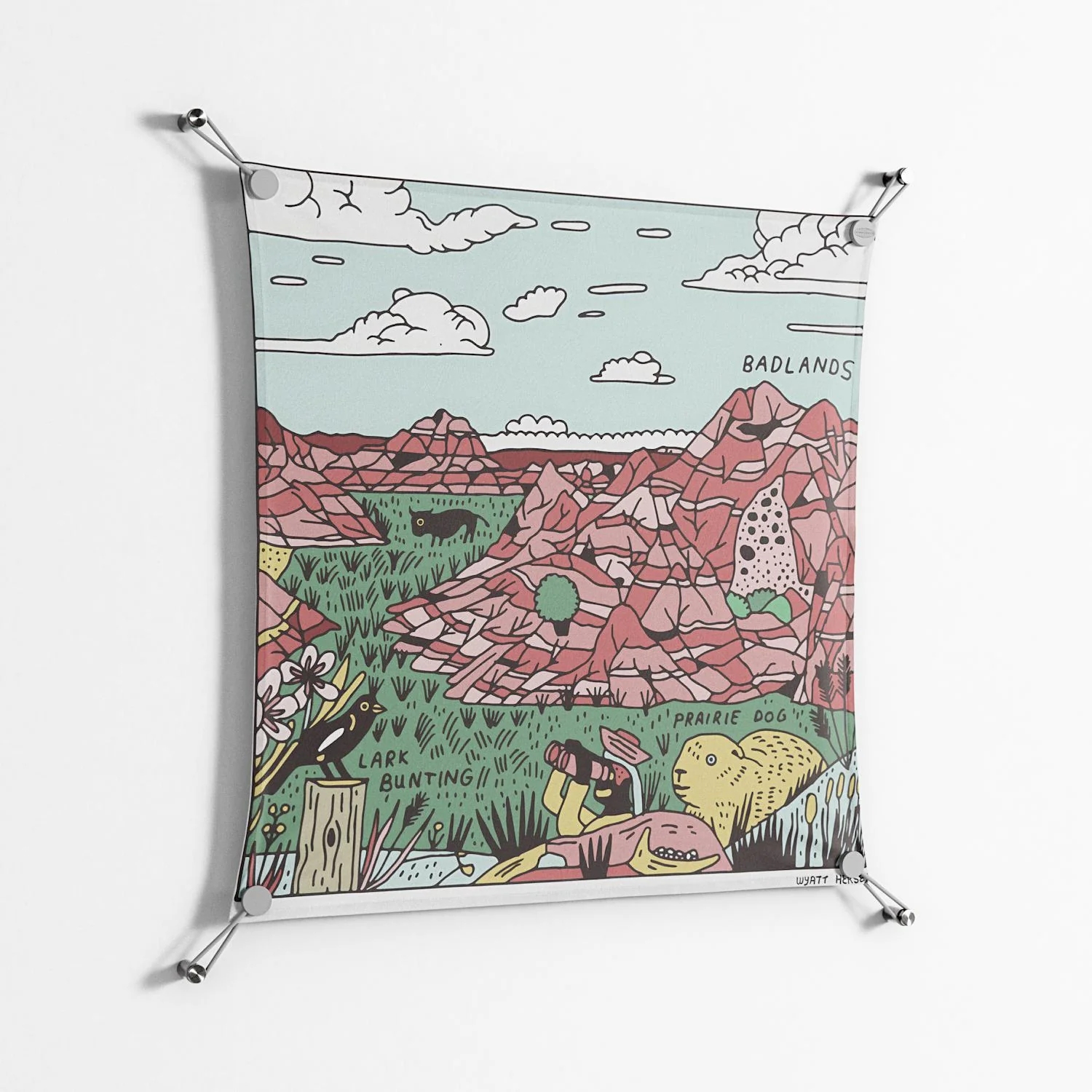 Badlands - Work On Wall - Wyatt Hersey - Silver - 70 x 70 cm - Image 2