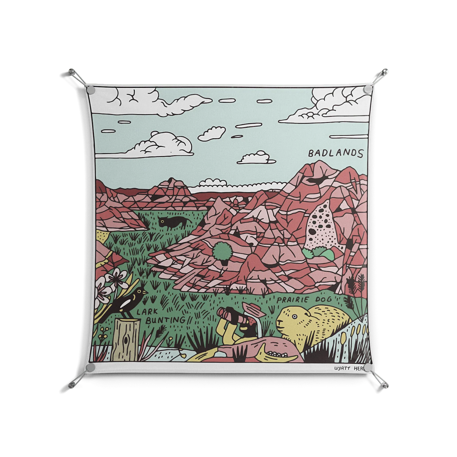 Badlands - Work On Wall - Wyatt Hersey - Silver - 90 x 90 cm