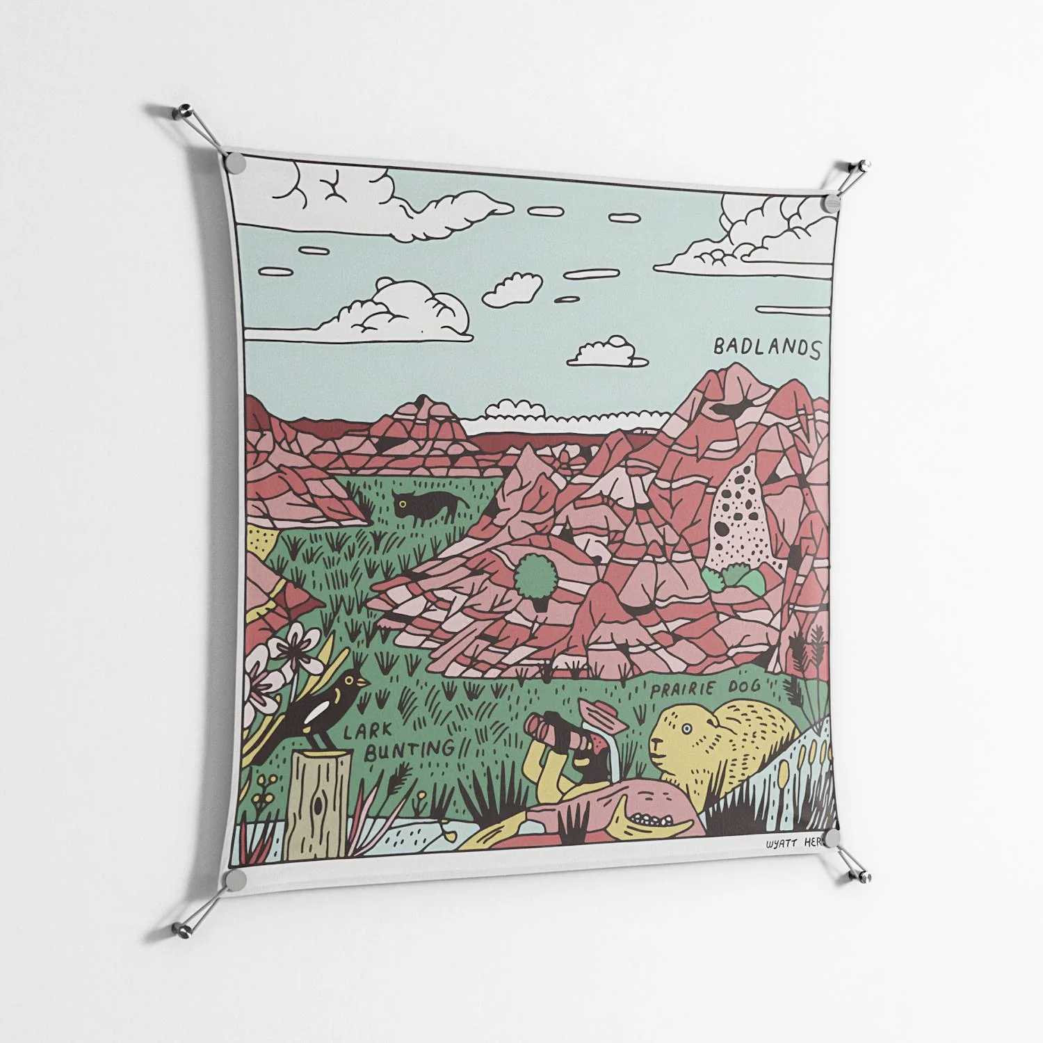 Badlands - Work On Wall - Wyatt Hersey - Silver - 90 x 90 cm - Image 2