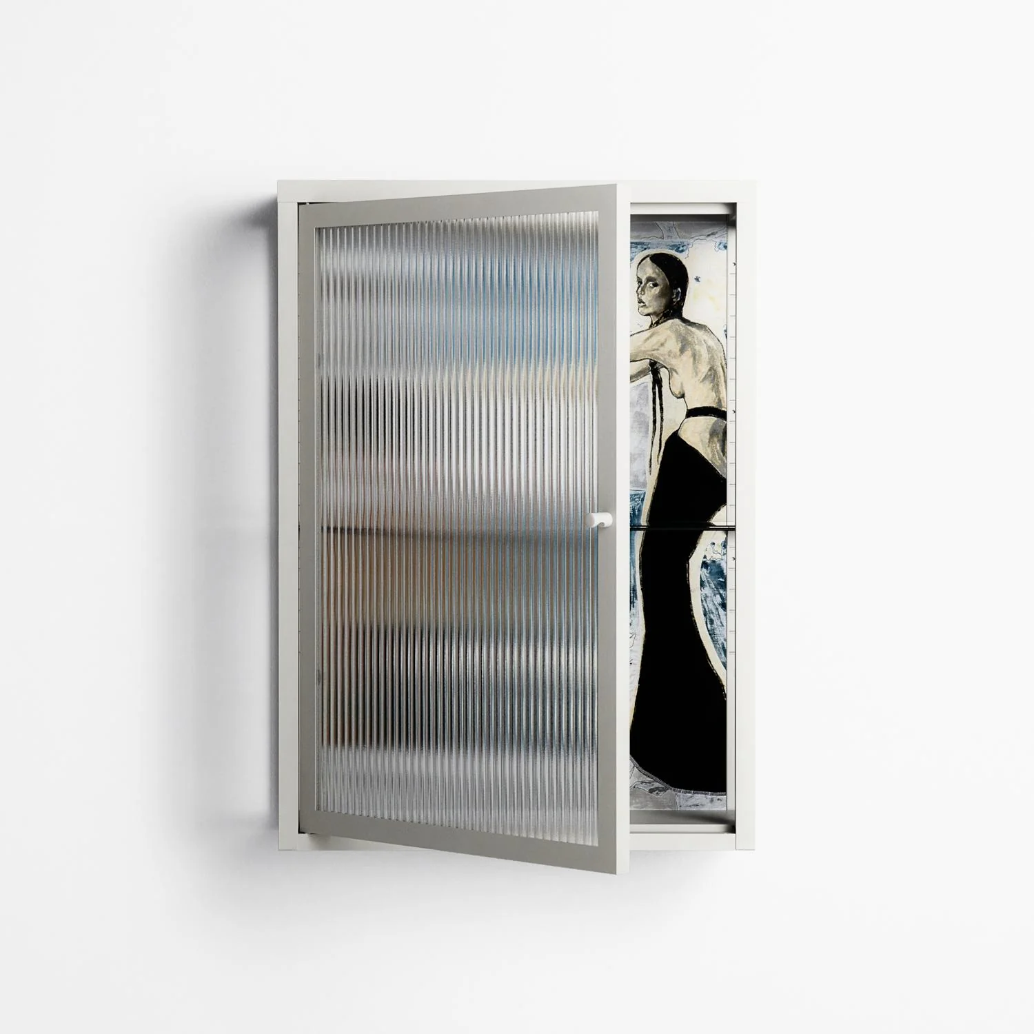 Balance - Wall Cabinet - Sophie Goudman-Peachey - Chalk - Reeded glass - Image 2