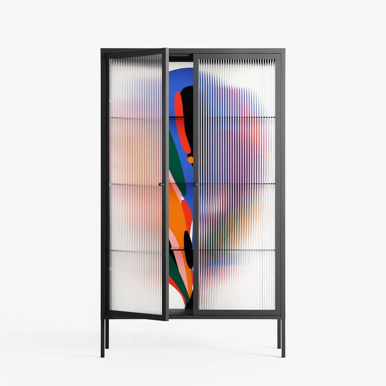 Balloons - Cabinet - Vratislav Pecka - Antracite - Reeded glass - Image 2