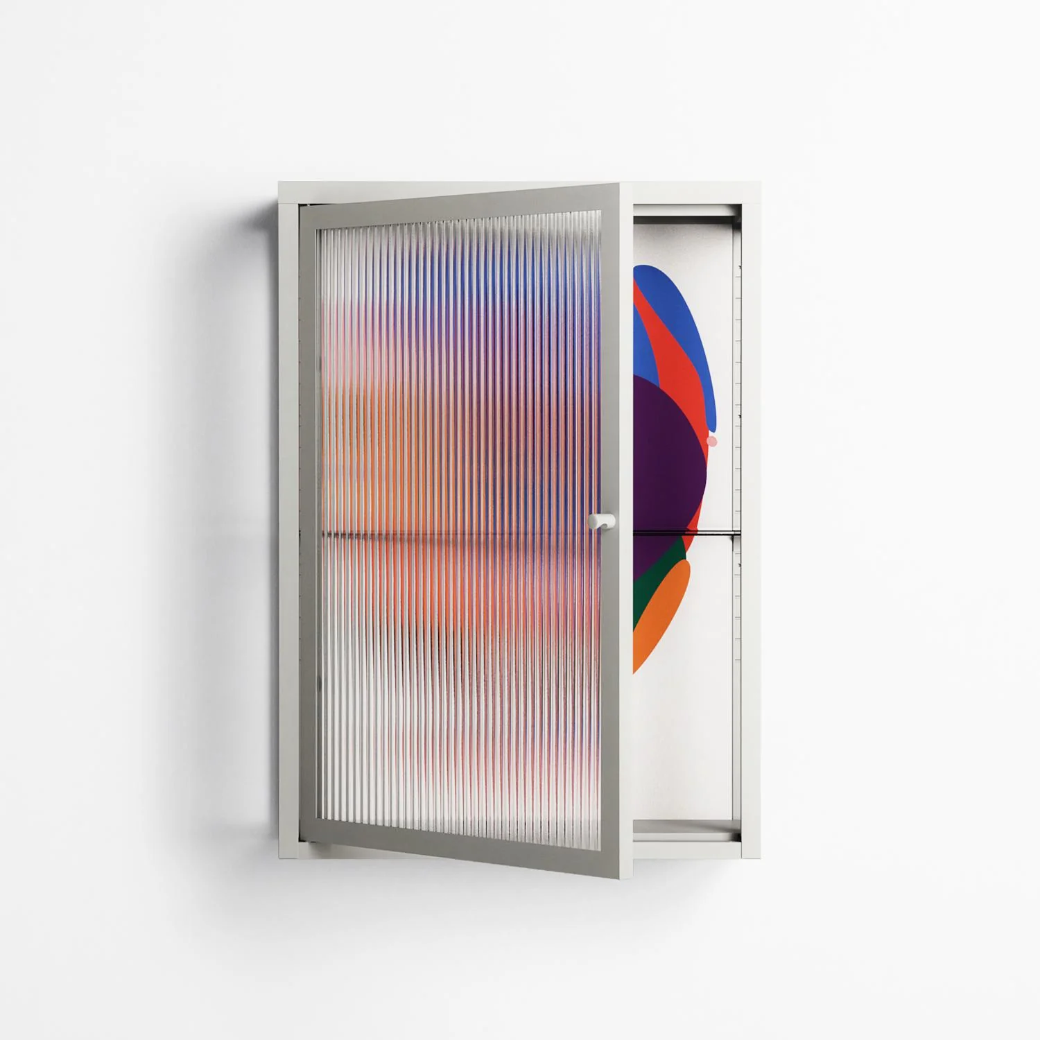 Balloons - Wall Cabinet - Vratislav Pecka - Chalk - Reeded glass - Image 2