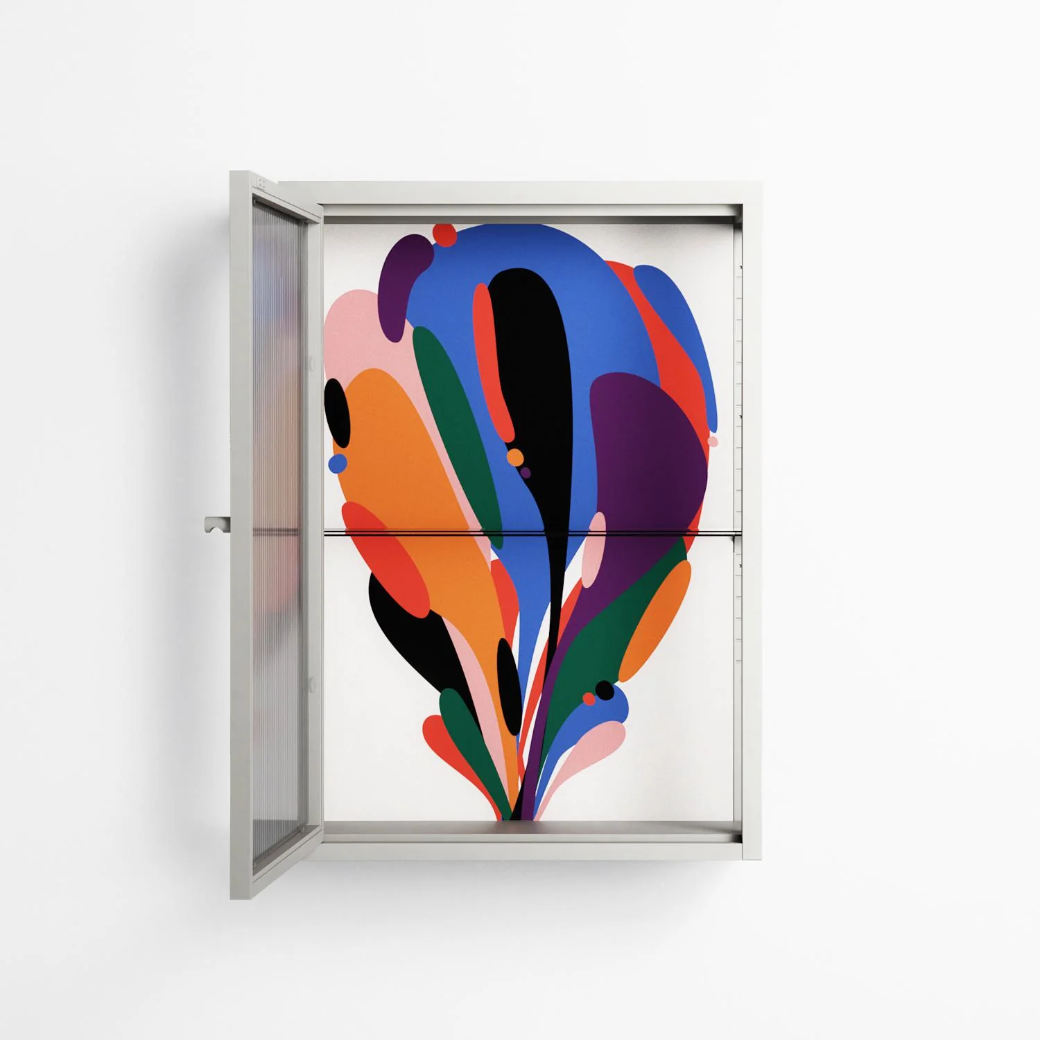 Balloons - Wall Cabinet - Vratislav Pecka - Chalk - Reeded glass - Image 3