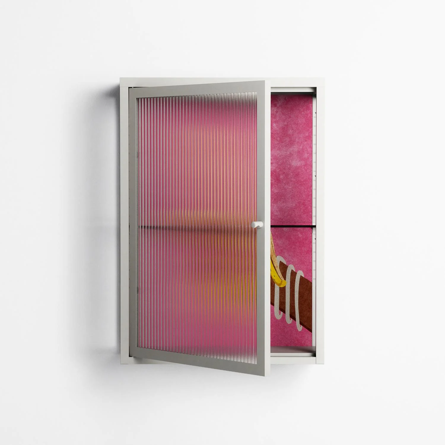 Banana - Wall Cabinet - Raissa Oltmanns - Chalk - Reeded glass - Image 2