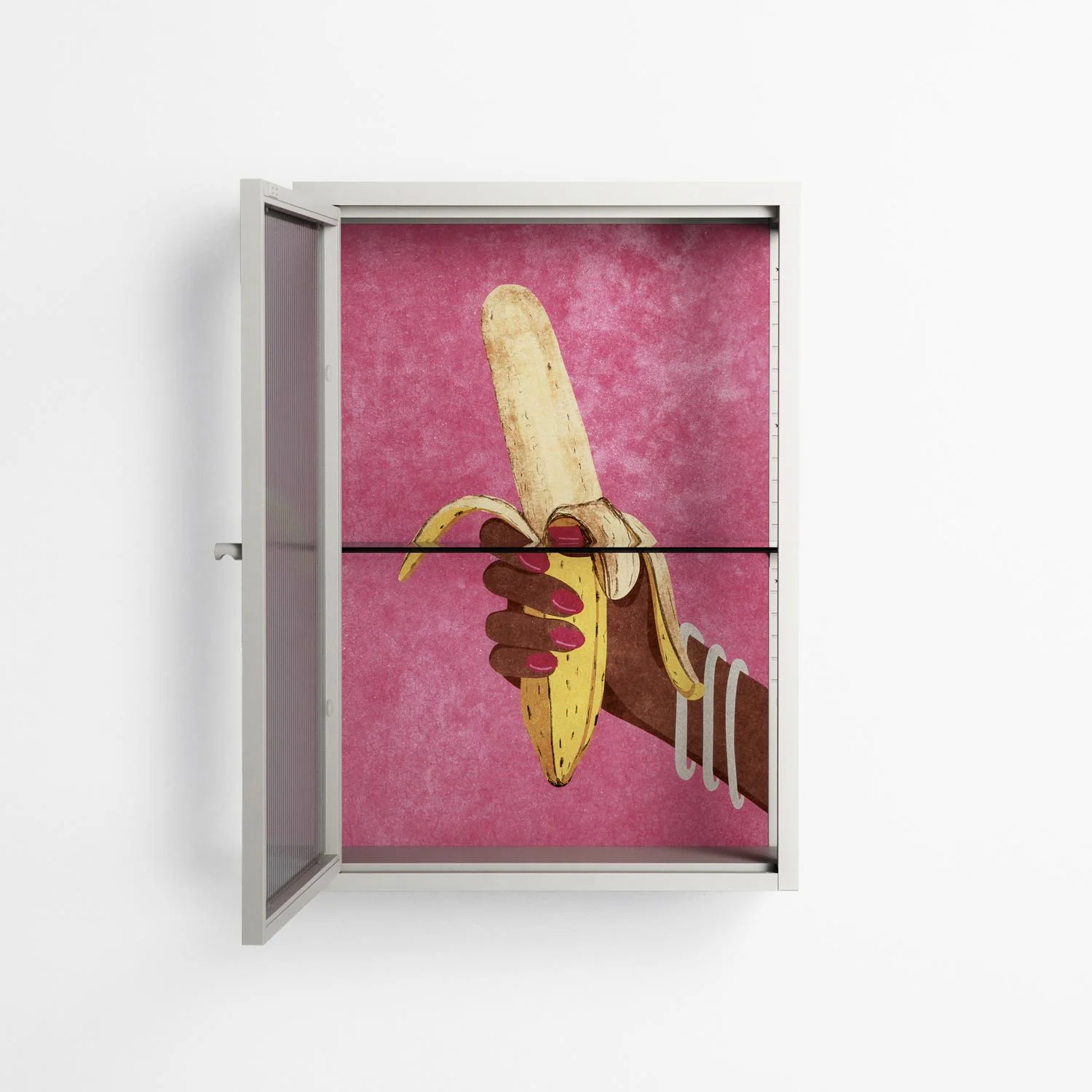 Banana - Wall Cabinet - Raissa Oltmanns - Chalk - Reeded glass - Image 3