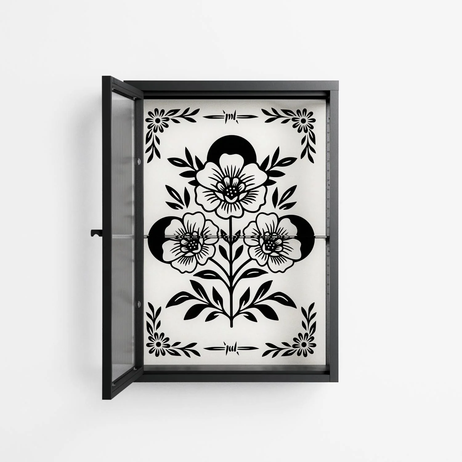 Barbed Bloom - Wall Cabinet - Daphna Sebbane - Antracite - Reeded glass - Image 3