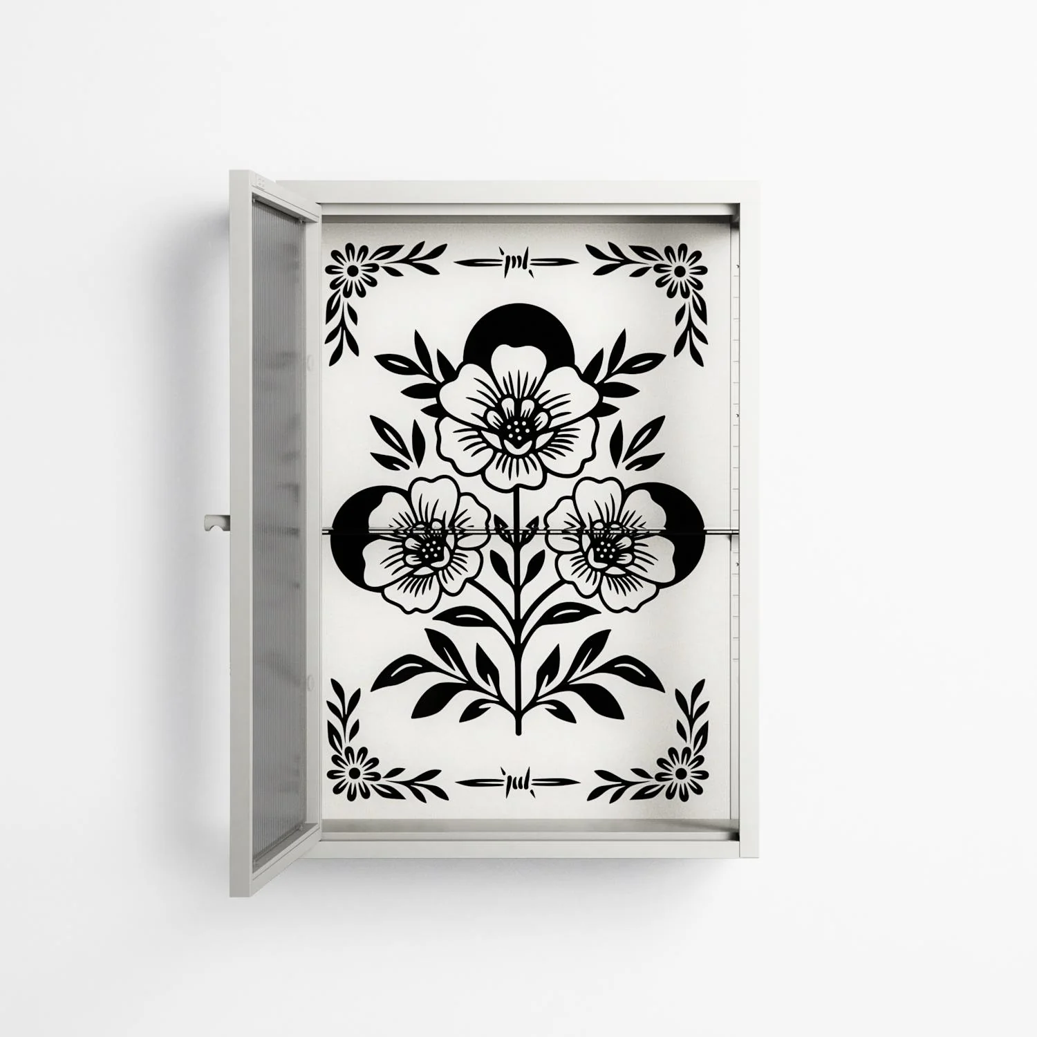 Barbed Bloom - Wall Cabinet - Daphna Sebbane - Chalk - Reeded glass - Image 3