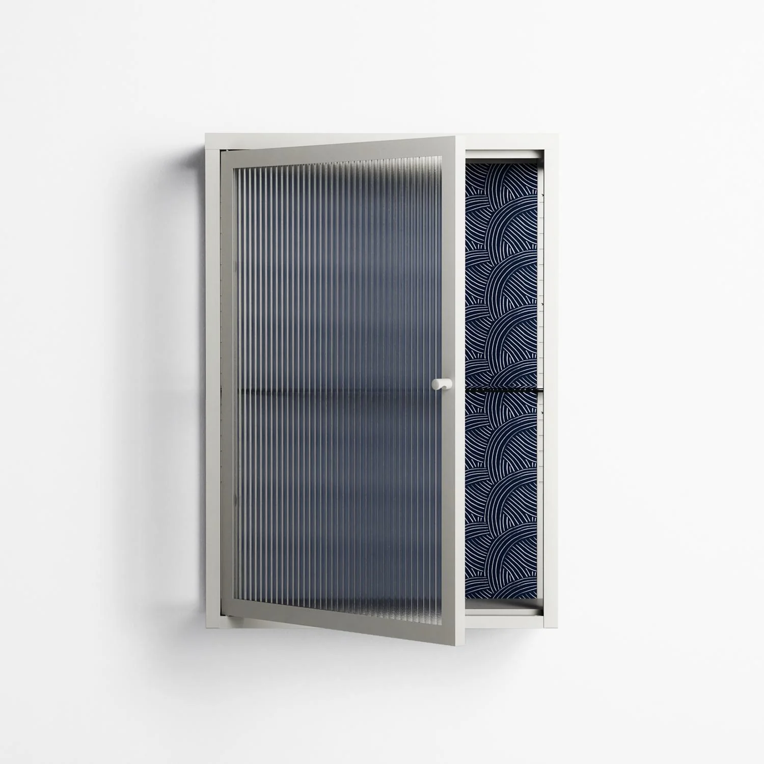 Basket Weave - Wall Cabinet - Katie O’Shea - Chalk - Reeded glass - Image 2