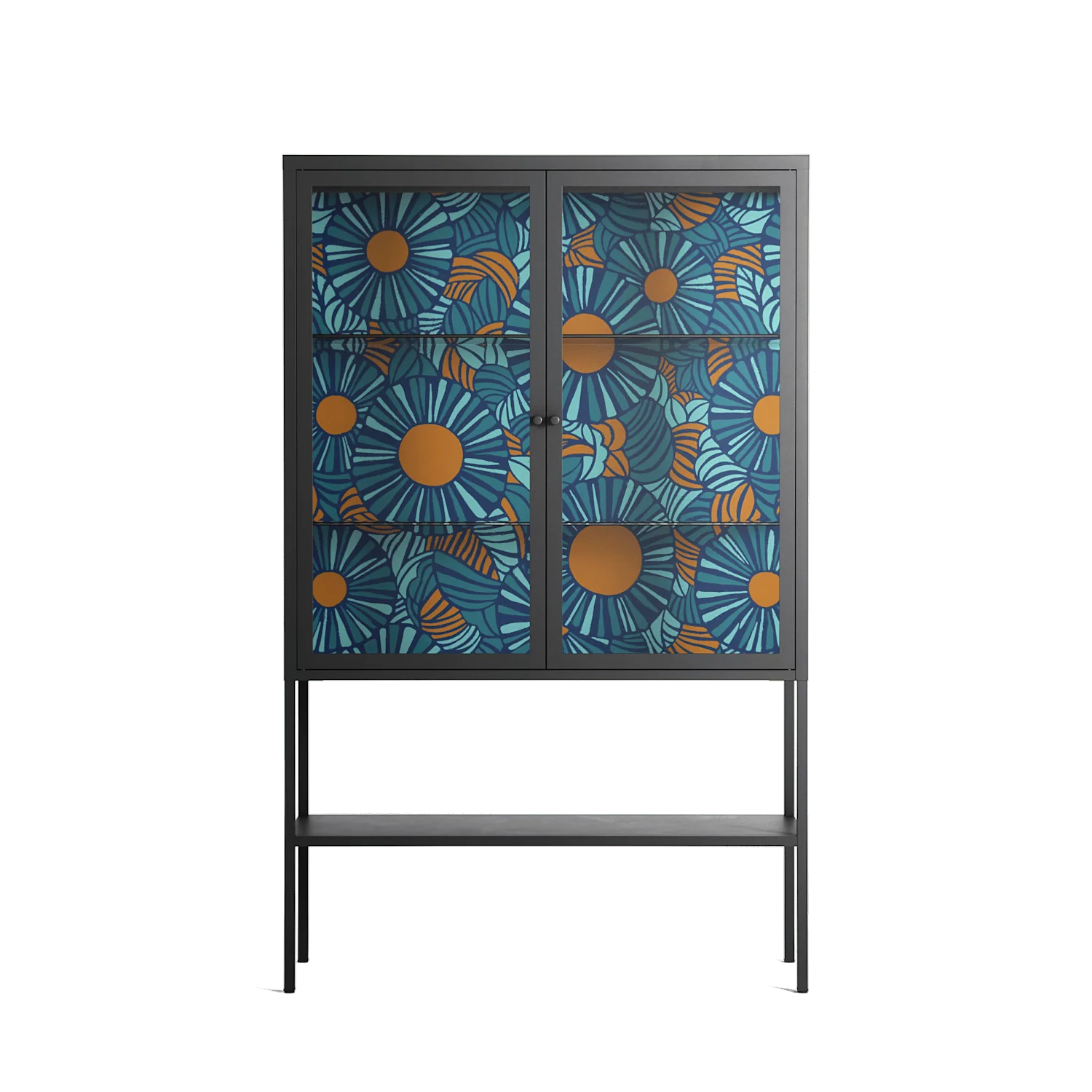 Bellis Bounty Blue - Loft Cabinet - Amy Suther - Antracite - Clear glass