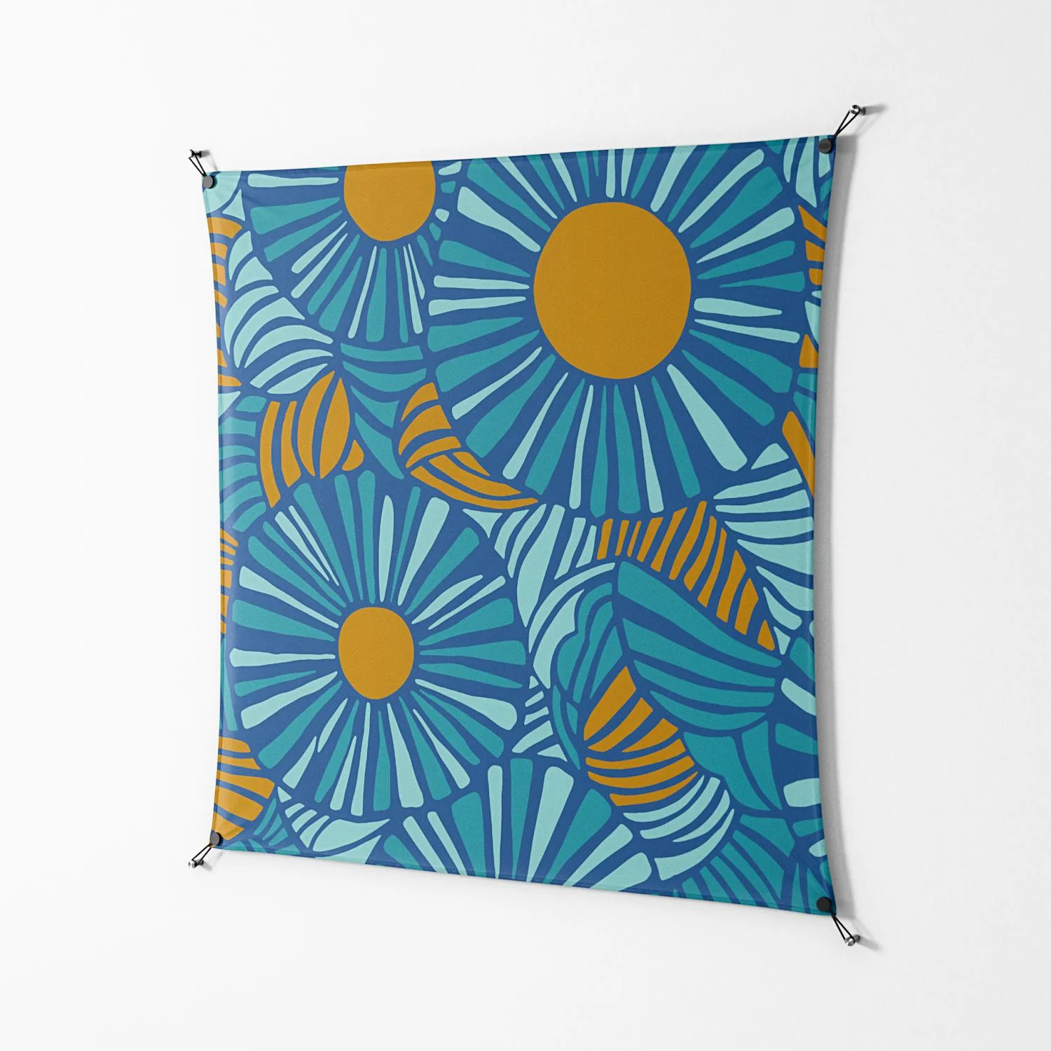 Bellis Bounty Blue - Work On Wall - Amy Suther - Black - 140 x 140 cm - Image 2
