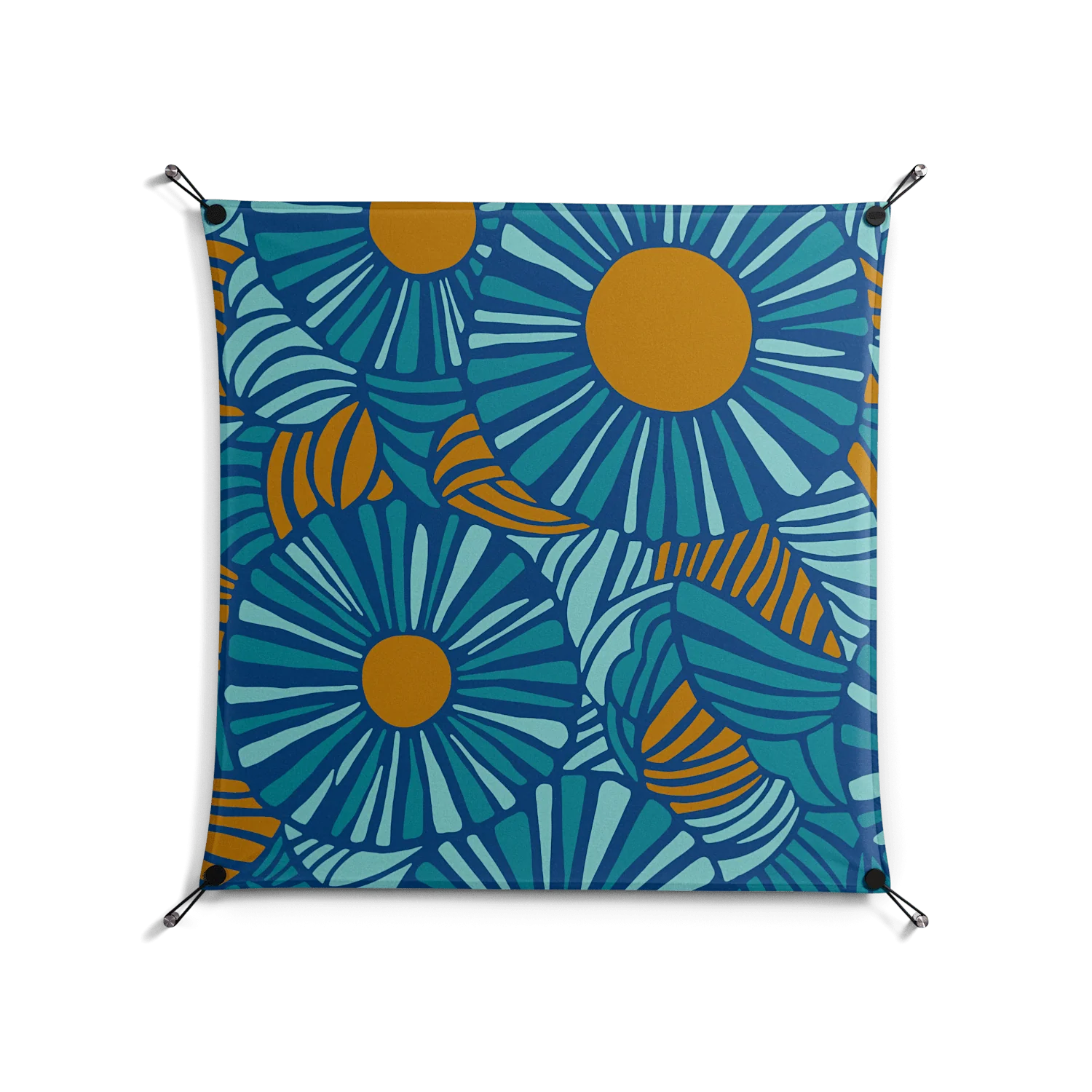 Bellis Bounty Blue - Work On Wall - Amy Suther - Black - 90 x 90 cm