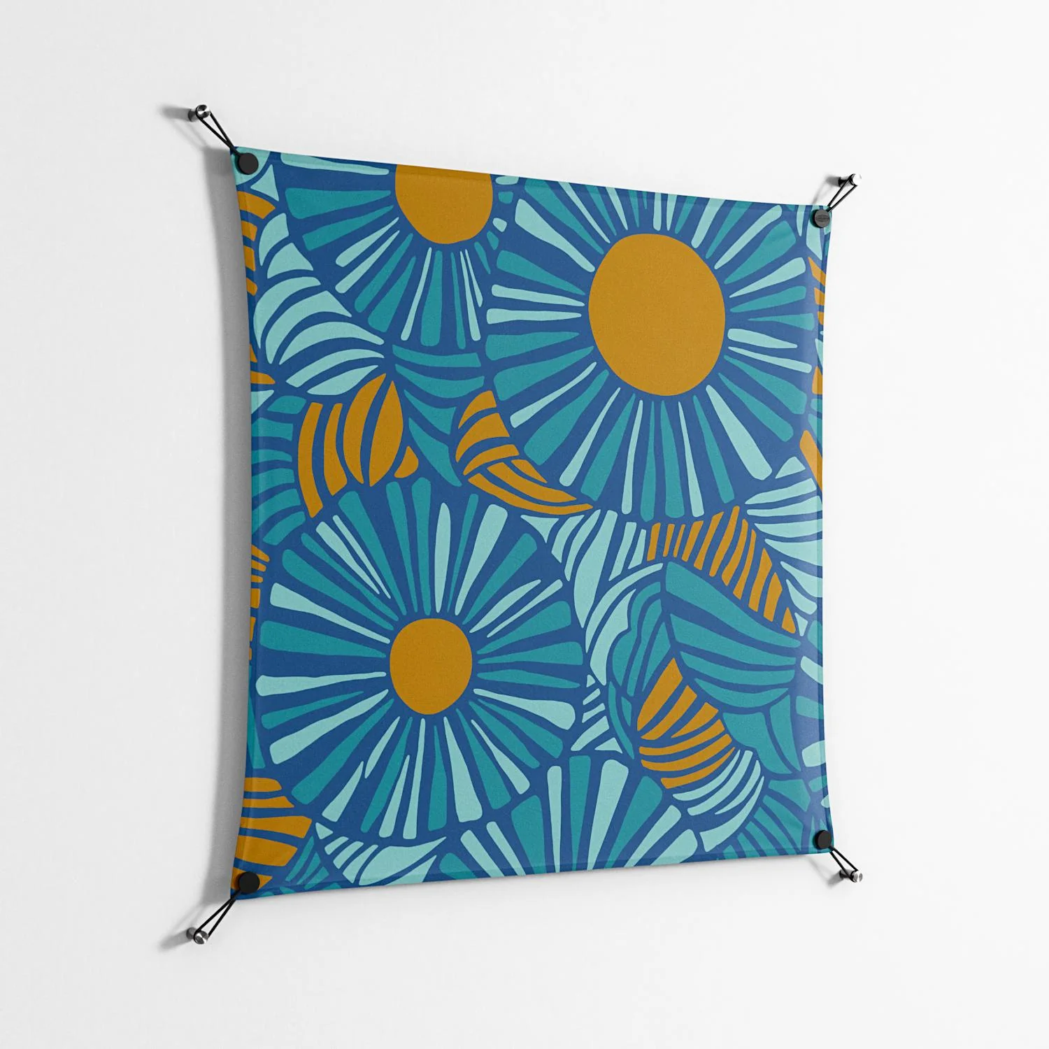 Bellis Bounty Blue - Work On Wall - Amy Suther - Black - 90 x 90 cm - Image 2