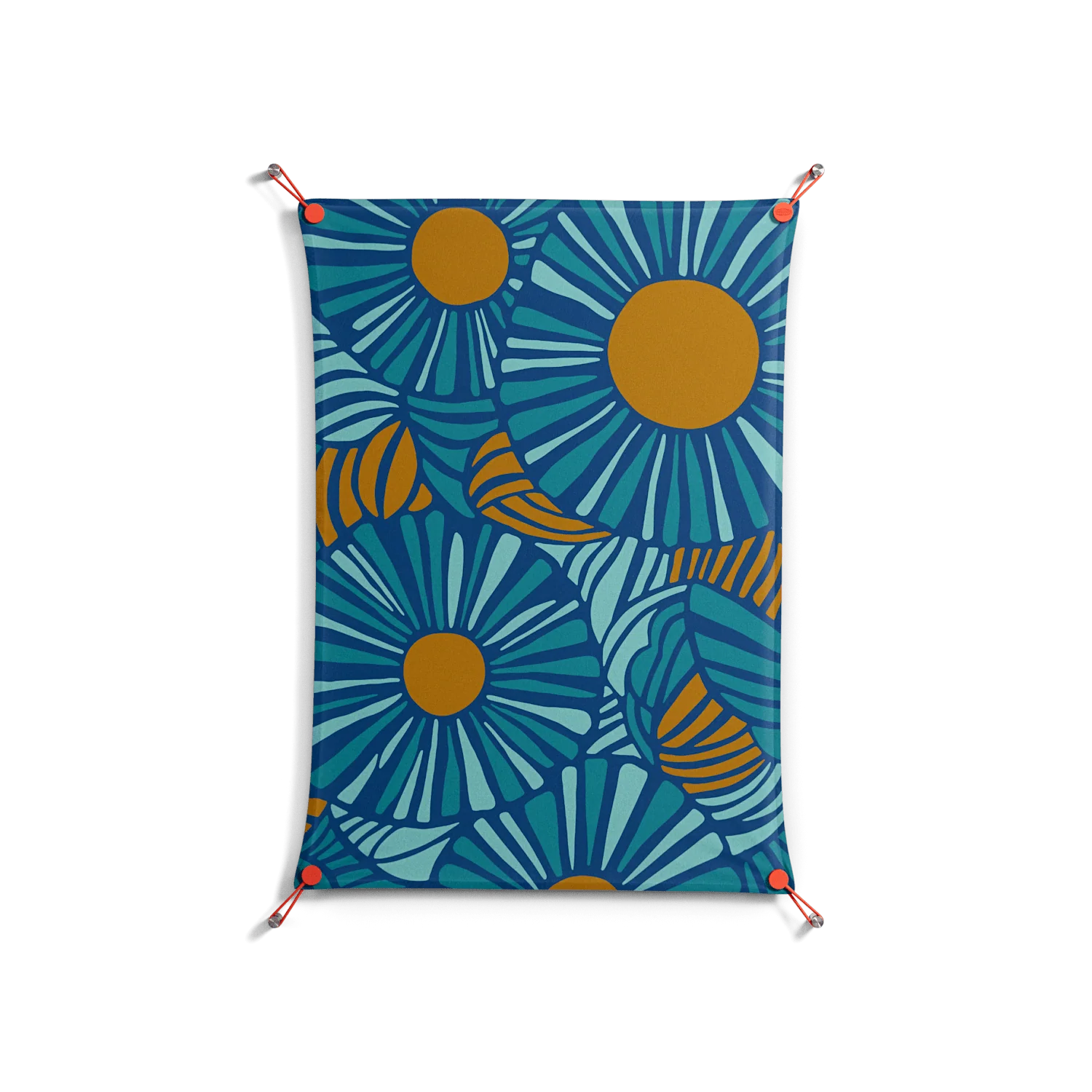 Bellis Bounty Blue - Work On Wall - Amy Suther - Orange - 70 x 100 cm