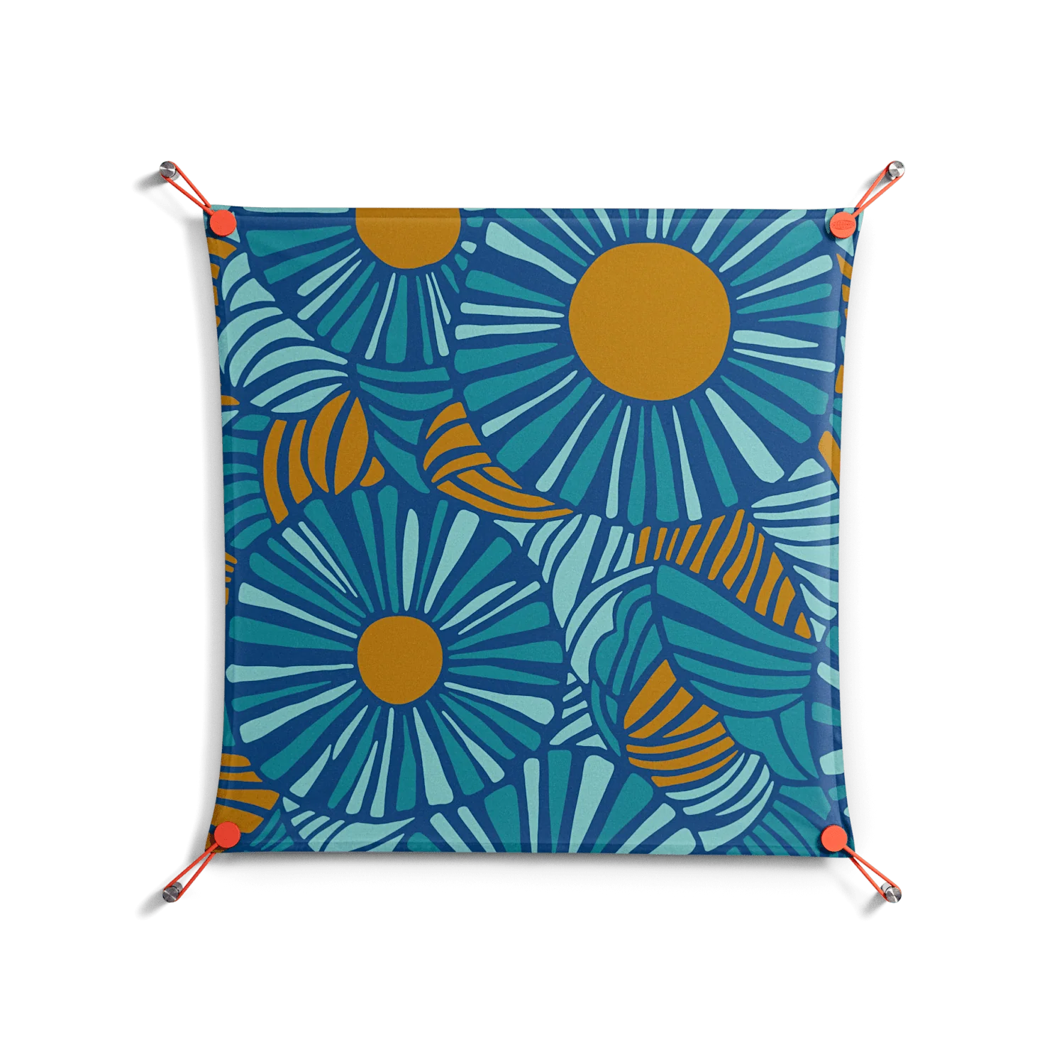 Bellis Bounty Blue - Work On Wall - Amy Suther - Orange - 70 x 70 cm