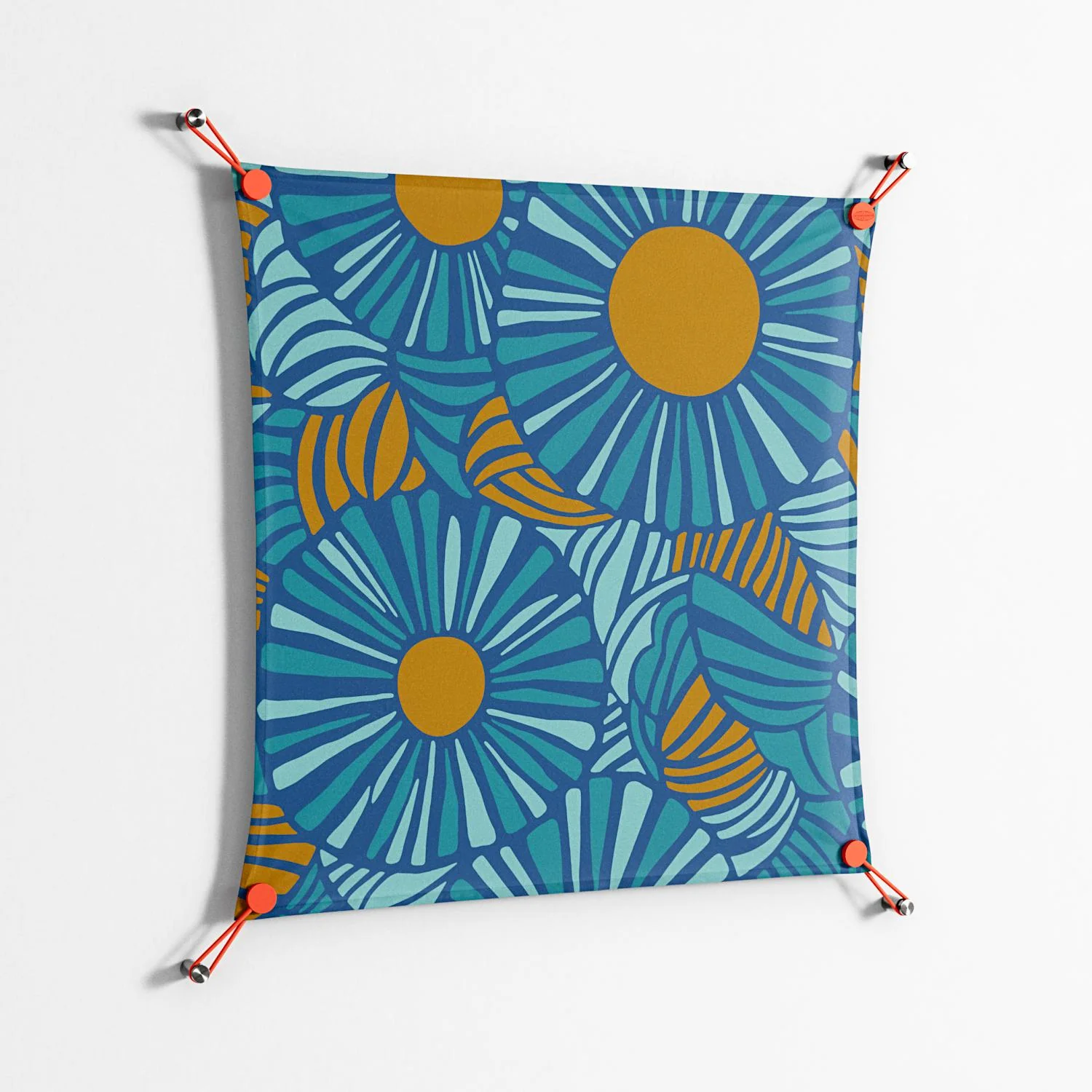 Bellis Bounty Blue - Work On Wall - Amy Suther - Orange - 70 x 70 cm - Image 2