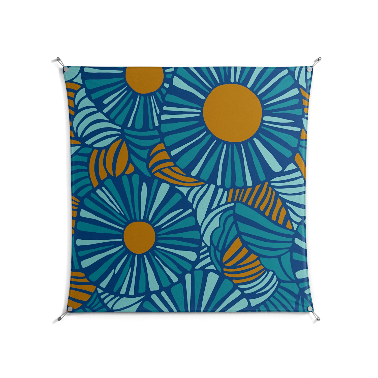 Bellis Bounty Blue - Work On Wall - Amy Suther - Silver - 140 x 140 cm