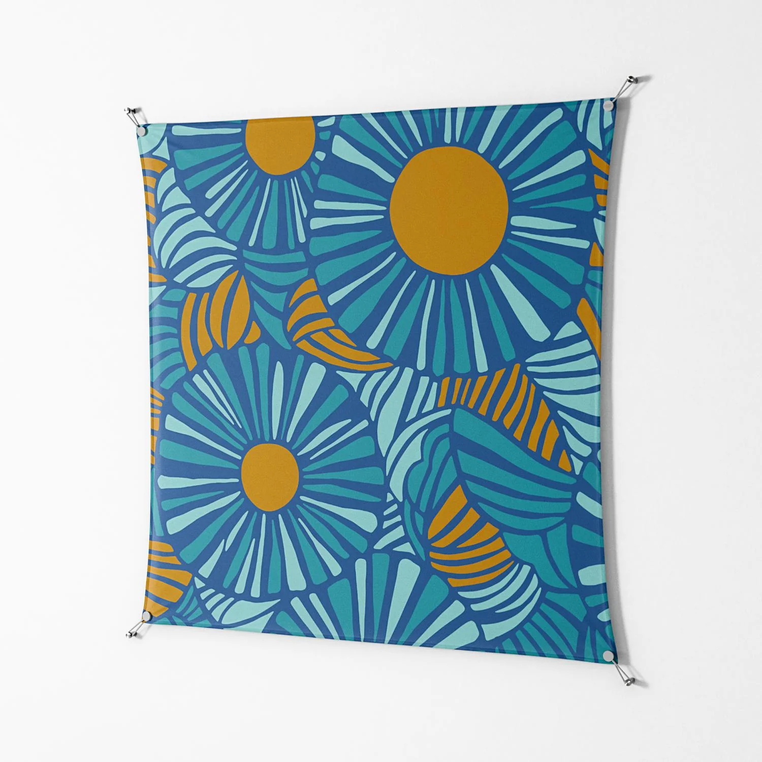 Bellis Bounty Blue - Work On Wall - Amy Suther - Silver - 140 x 140 cm - Image 2
