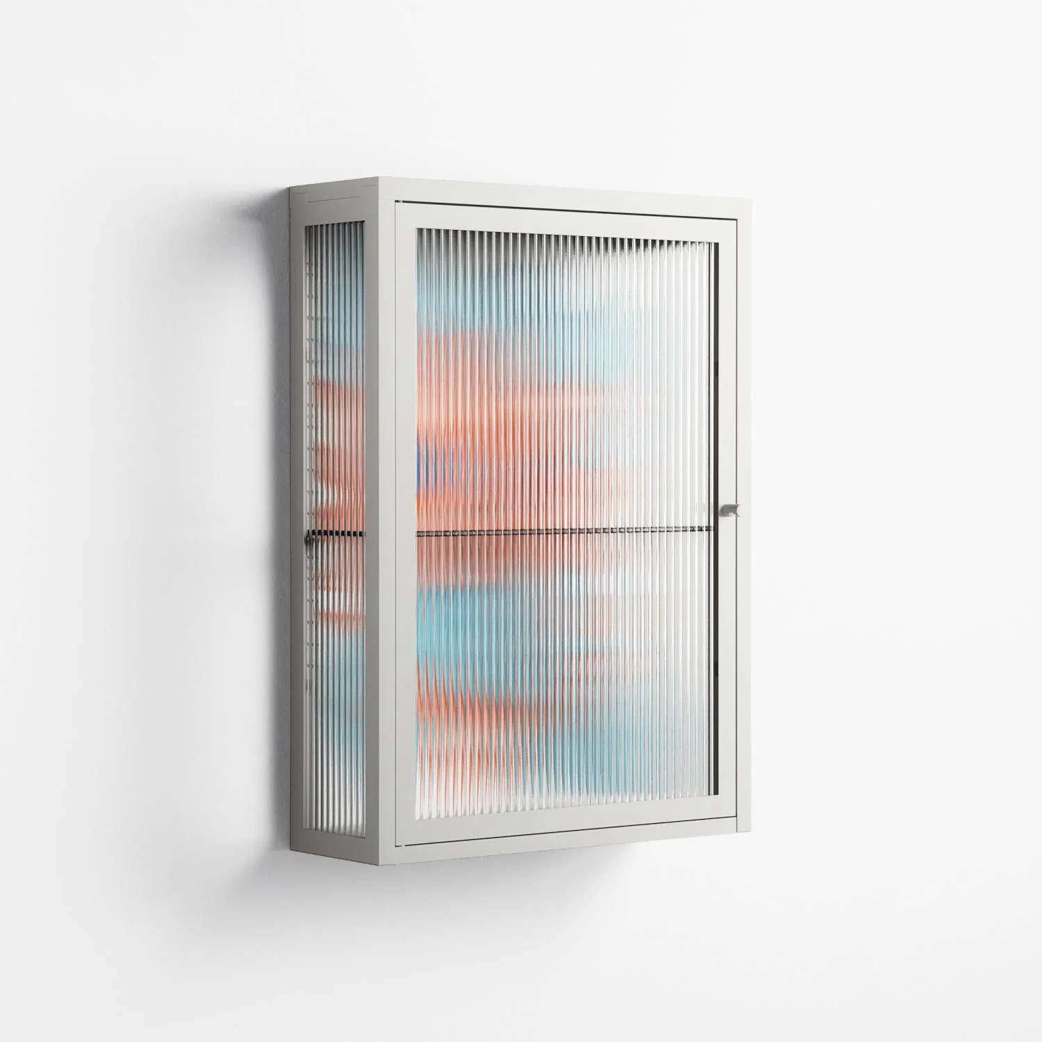 Big Orange Blooms 2 - Wall Cabinet - Katie O’Shea - Chalk - Reeded glass - Image 4