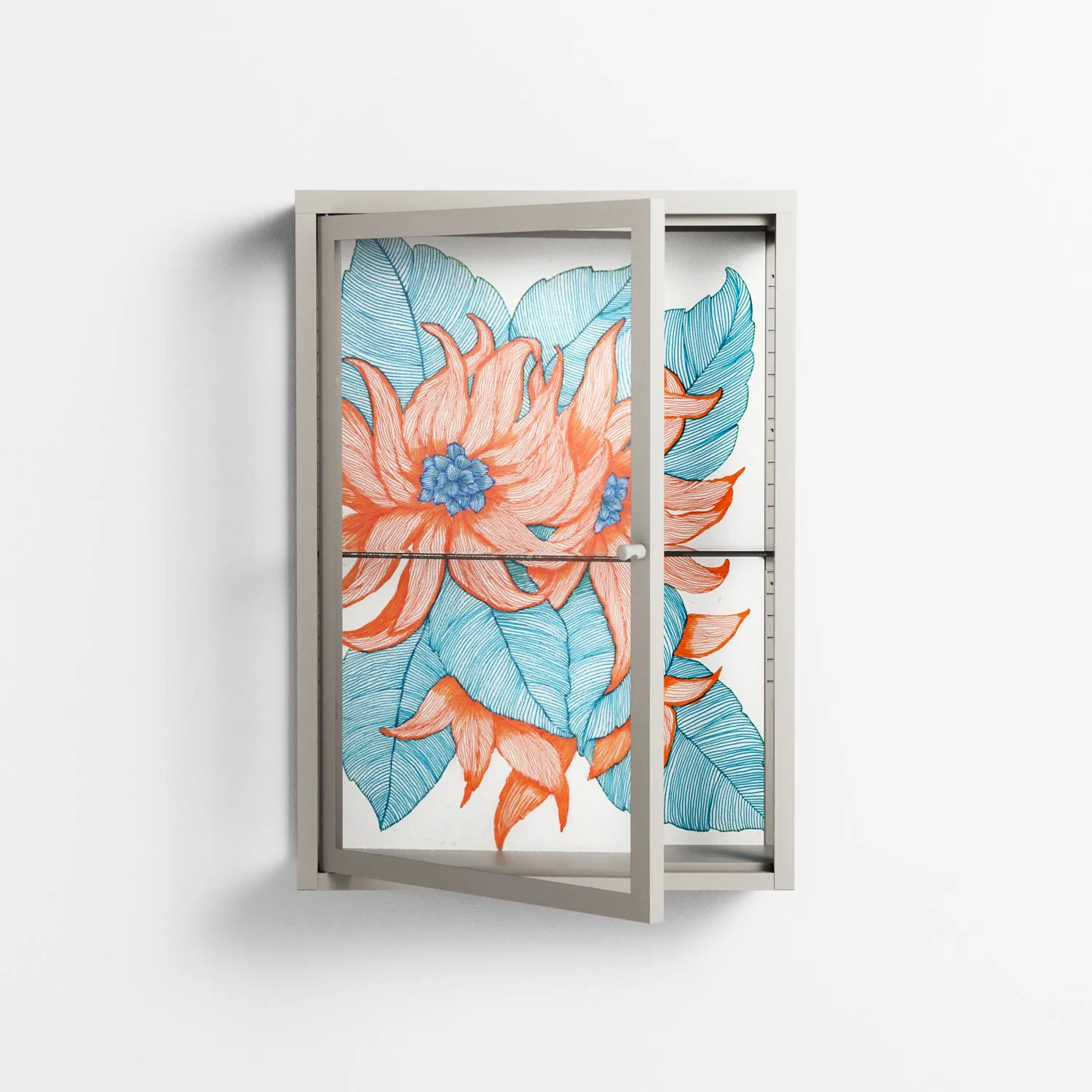 Big Orange Blooms 2 - Wall Cabinet - Katie O’Shea - Pebble - Clear glass - Image 2