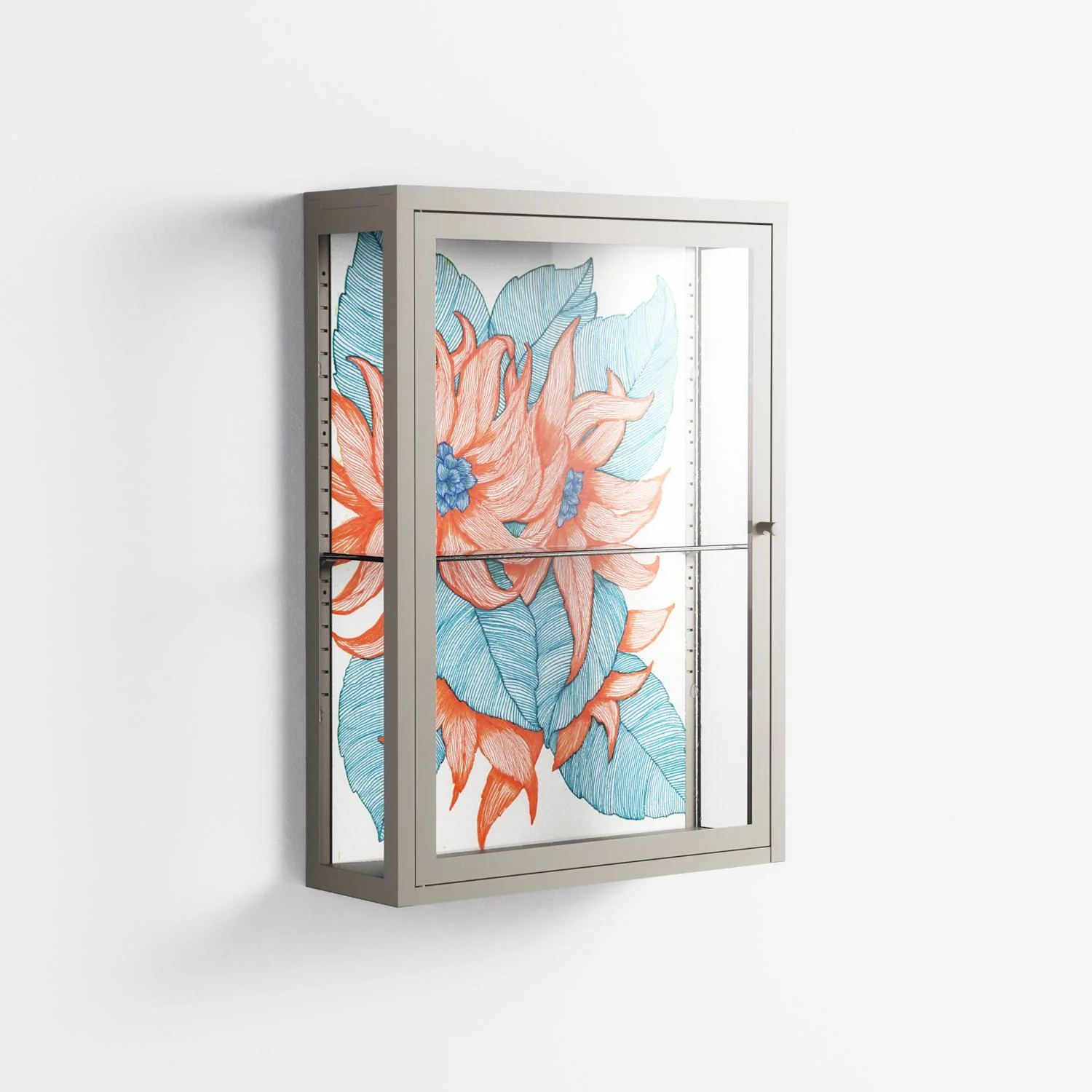 Big Orange Blooms 2 - Wall Cabinet - Katie O’Shea - Pebble - Clear glass - Image 4