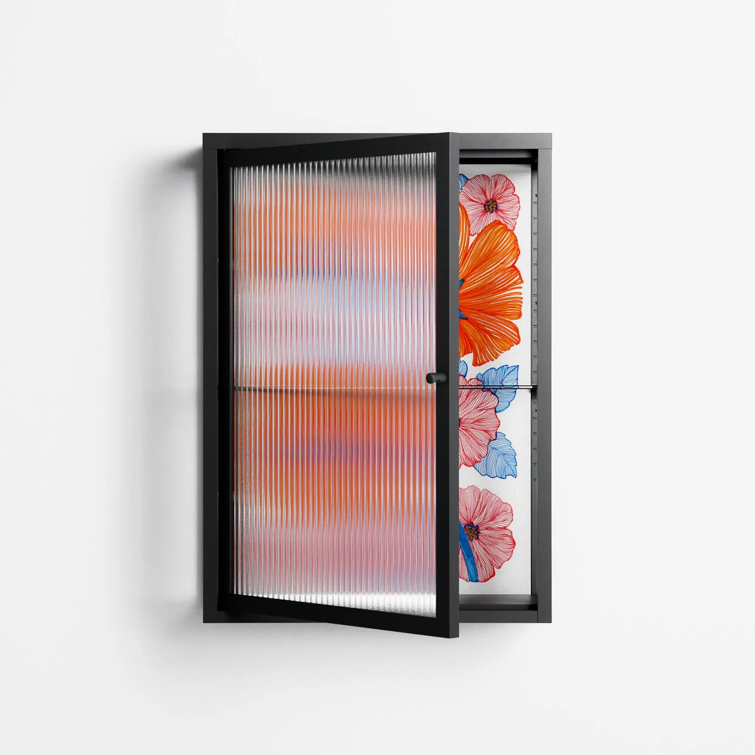 Big Orange Blooms - Wall Cabinet - Katie O’Shea - Antracite - Reeded glass - Image 2