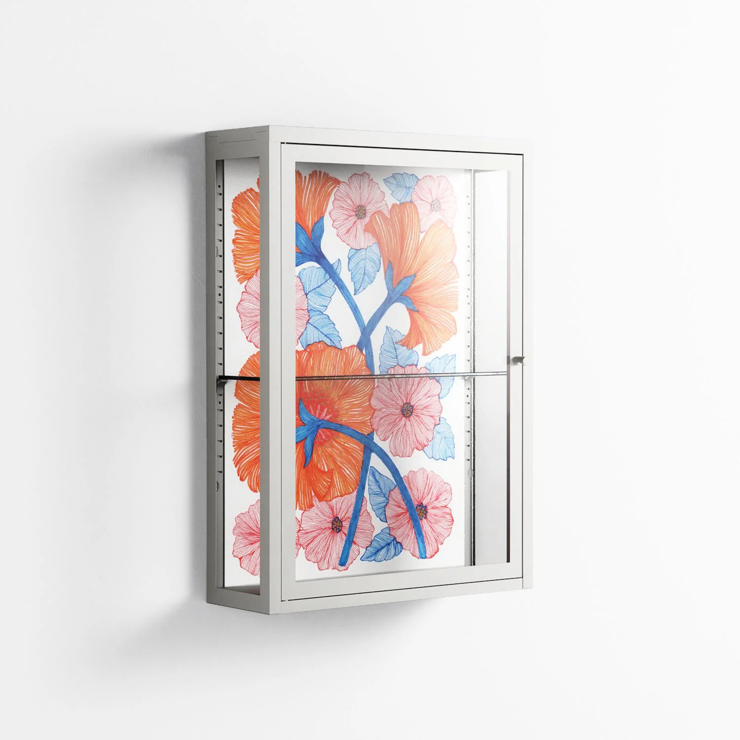 Big Orange Blooms - Wall Cabinet - Katie O’Shea - Chalk - Clear glass - Image 4