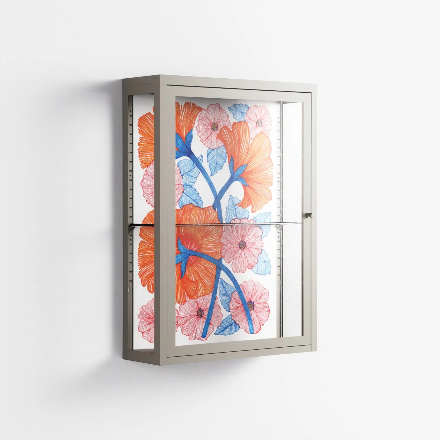 Big Orange Blooms - Wall Cabinet - Katie O’Shea - Pebble - Clear glass - Image 4