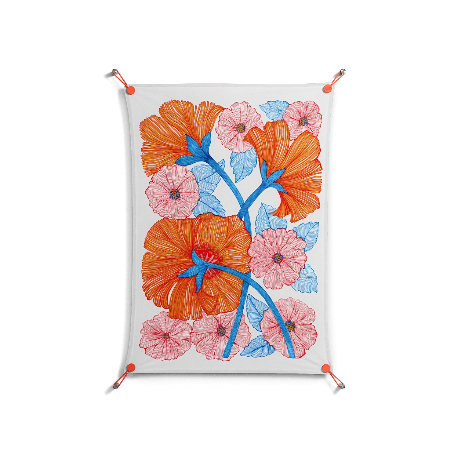 Big Orange Blooms - Work On Wall - Katie O’Shea - Orange - 70 x 100 cm