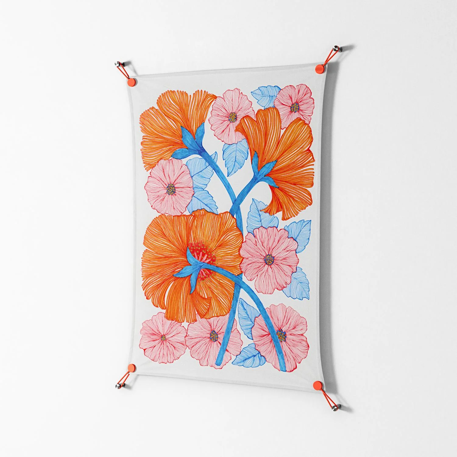 Big Orange Blooms - Work On Wall - Katie O’Shea - Orange - 70 x 100 cm - Image 2