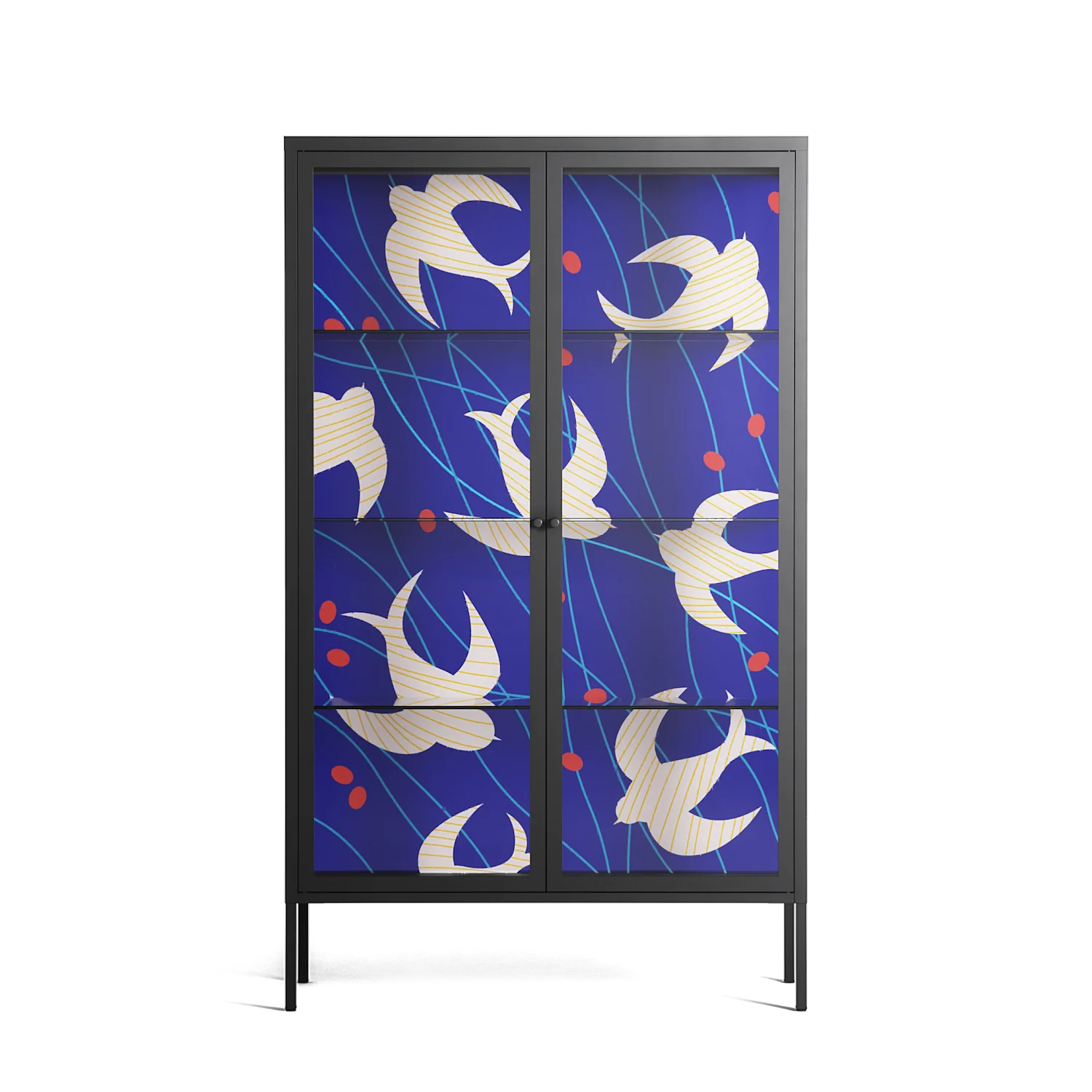 Birds A - Cabinet - Heather Zhou - Antracite - Clear glass