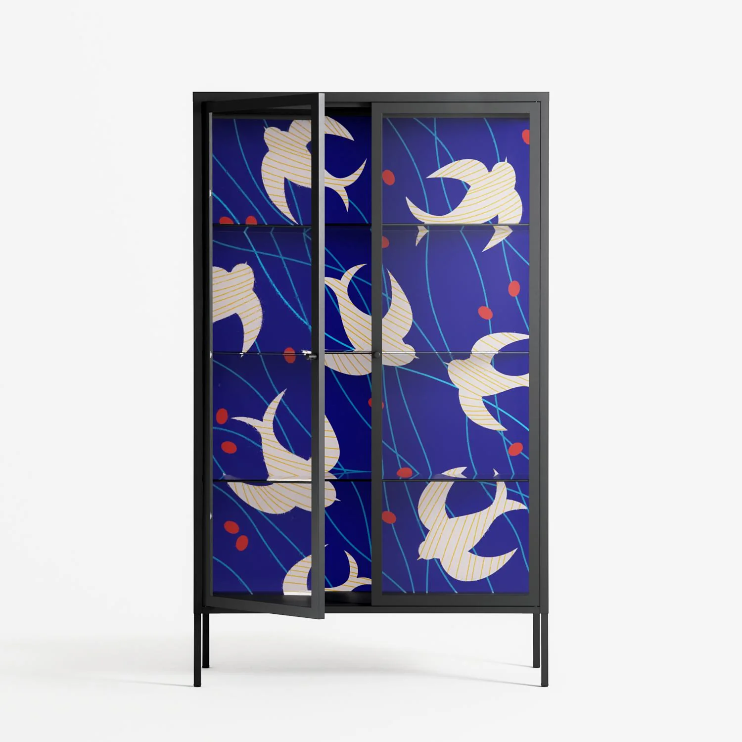 Birds A - Cabinet - Heather Zhou - Antracite - Clear glass - Image 2